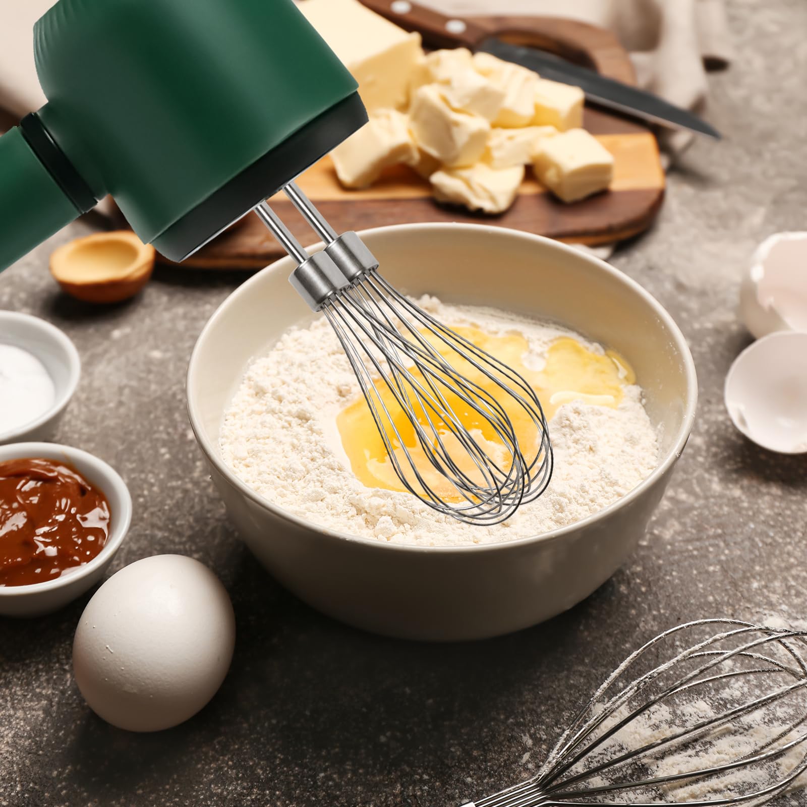 3-Speed Electric Hand Mixer with Flex Edge Beaters - Auto-Scrape Design for Baking, Whipping & Kneading Dough - Easy Clean Kitchen Tool - Ideal for Home Bakers & Professional Chefs (HM903, Green) | Perfect for Cakes, Cookies, Frosting & Bread Making