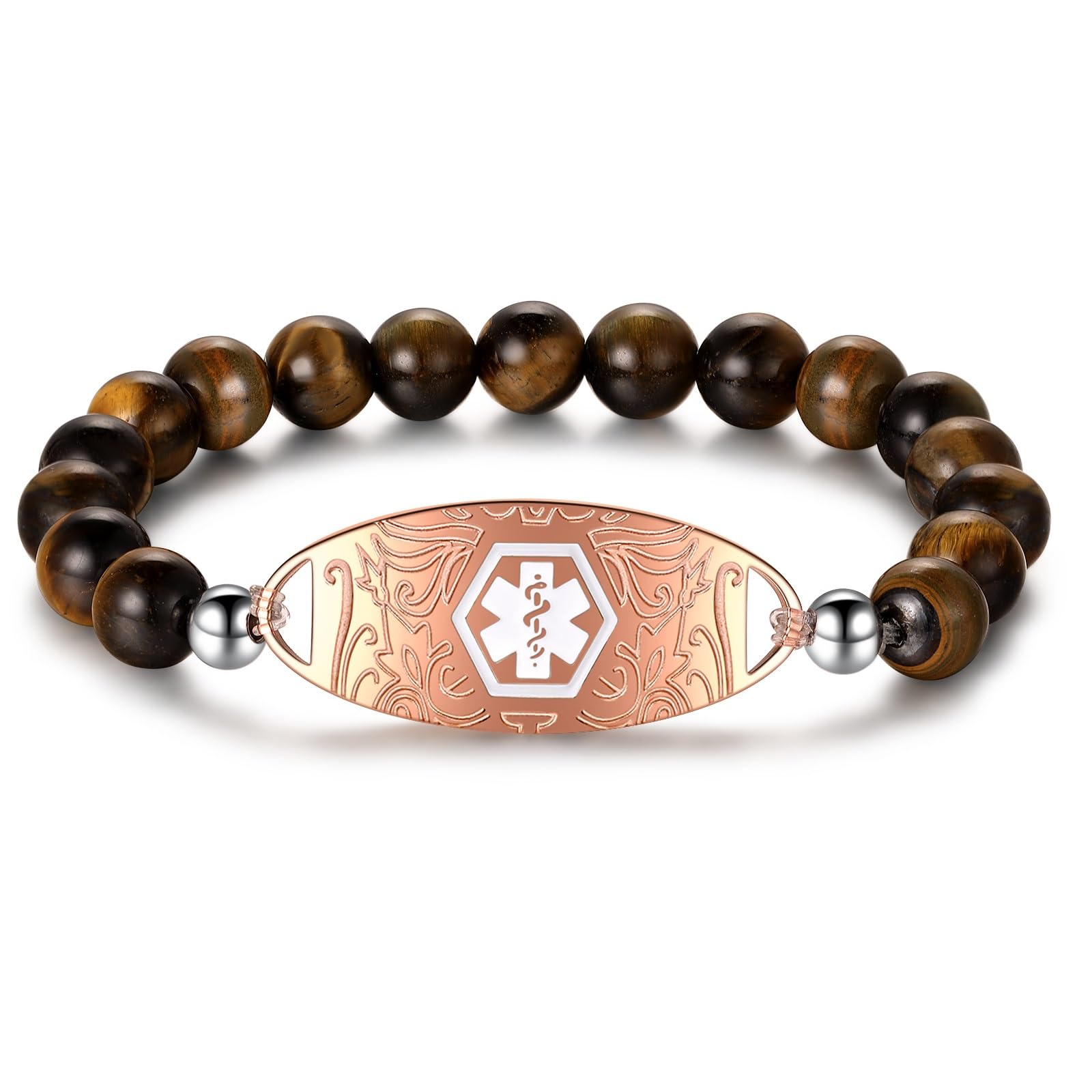 Custom Medical ID Bracelet for Women - Personalized Engraved Stainless Steel Chain (5.5-8.5 Inch Adjustable) - Free Engraving & 3-Layer Design - Perfect for Emergency Medical Alert & Daily Wear