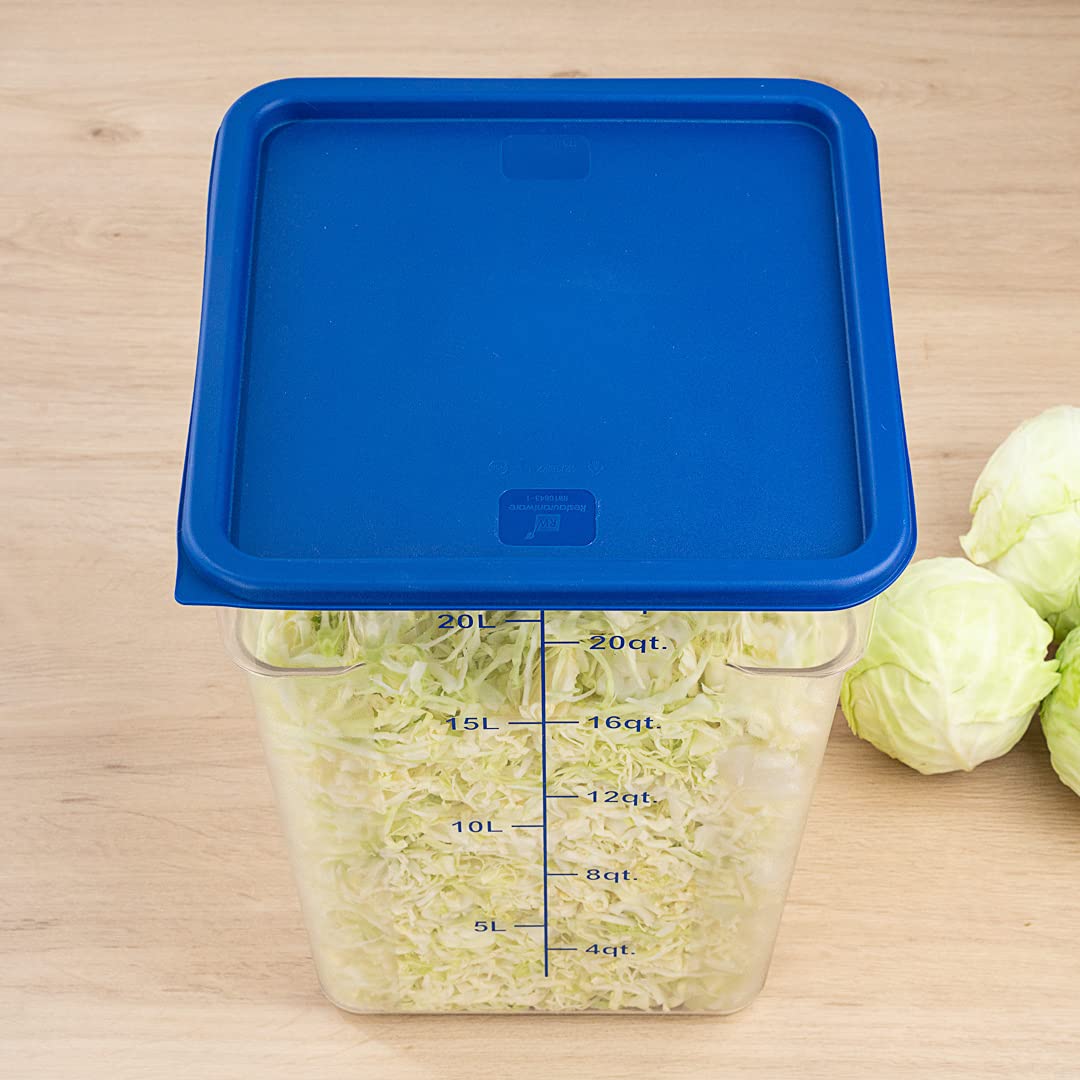Restaurantware - 10 Pack Square Plastic Food Storage Container Lids Only | Marinating & Meal Prep Lids with Date Indicator | Dishwasher & Freezer Safe | Blue Plastic Lids (Containers Sold Separately) | Perfect for Meal Prep, Leftovers & Food Storage Organization
