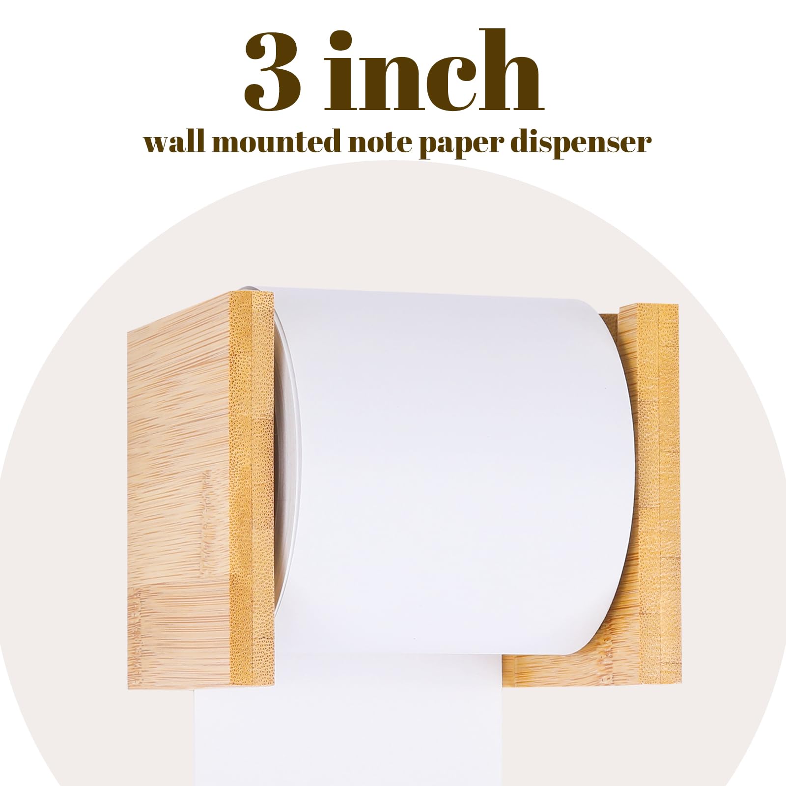 3 Inch Kraft Paper Roll Dispenser - Wall Mounted Note Paper Holder for Grocery Lists, Sticky Notes & To-Do Lists | Perfect for Kitchen, Office & Home Organization (Wall Art & Memo Board)
