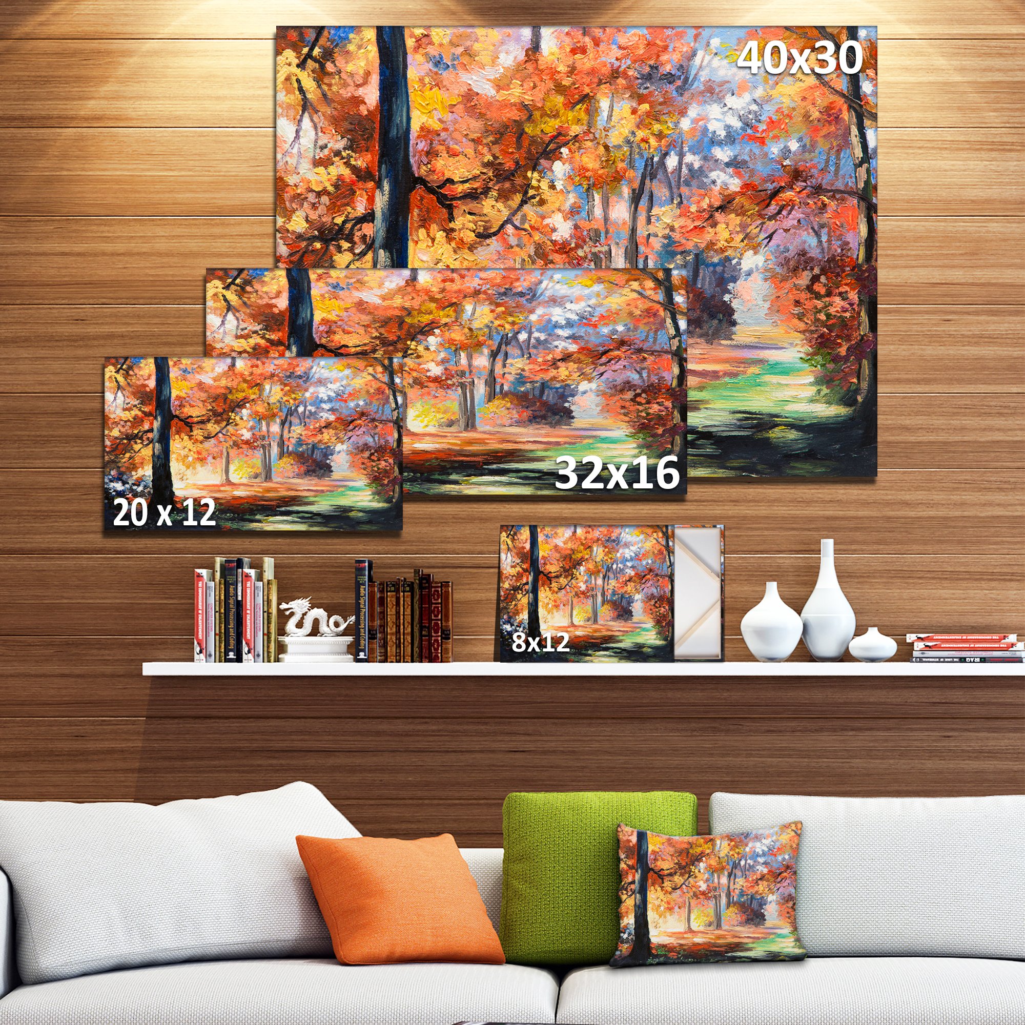 Fall Trail in Forest Landscape Art Print Canvas - Stunning Autumn Scenery Wall Decor for Living Room, Bedroom & Office