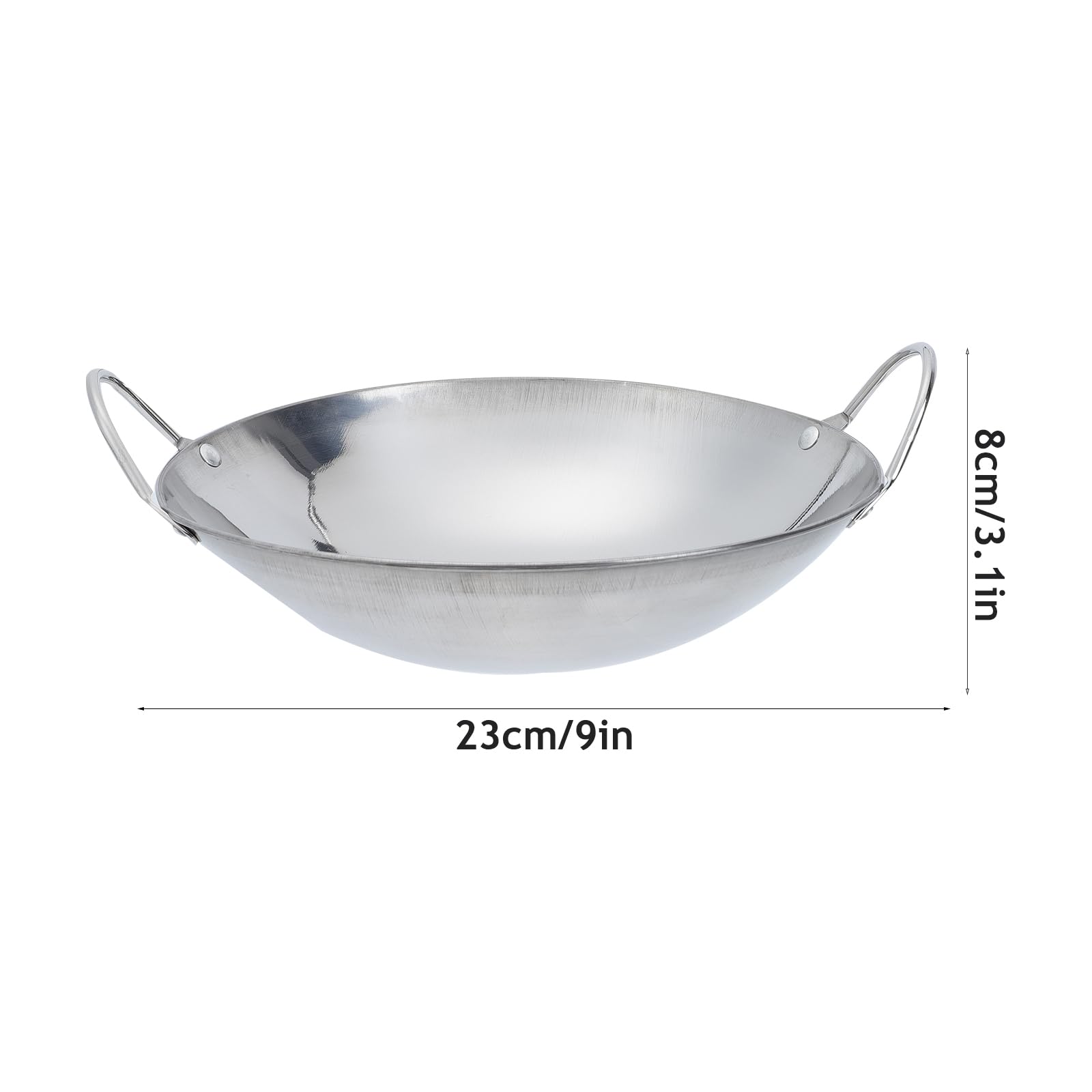 GANAZONO 9 Inch Stainless Steel Wok Pan - Non Stick Stir Fry Pan with Scratch Resistant Surface - Professional Cookware for Asian Cooking, Stir Frying, Sautéing & Hot Pot - Perfect for Home Chefs & Restaurant Use