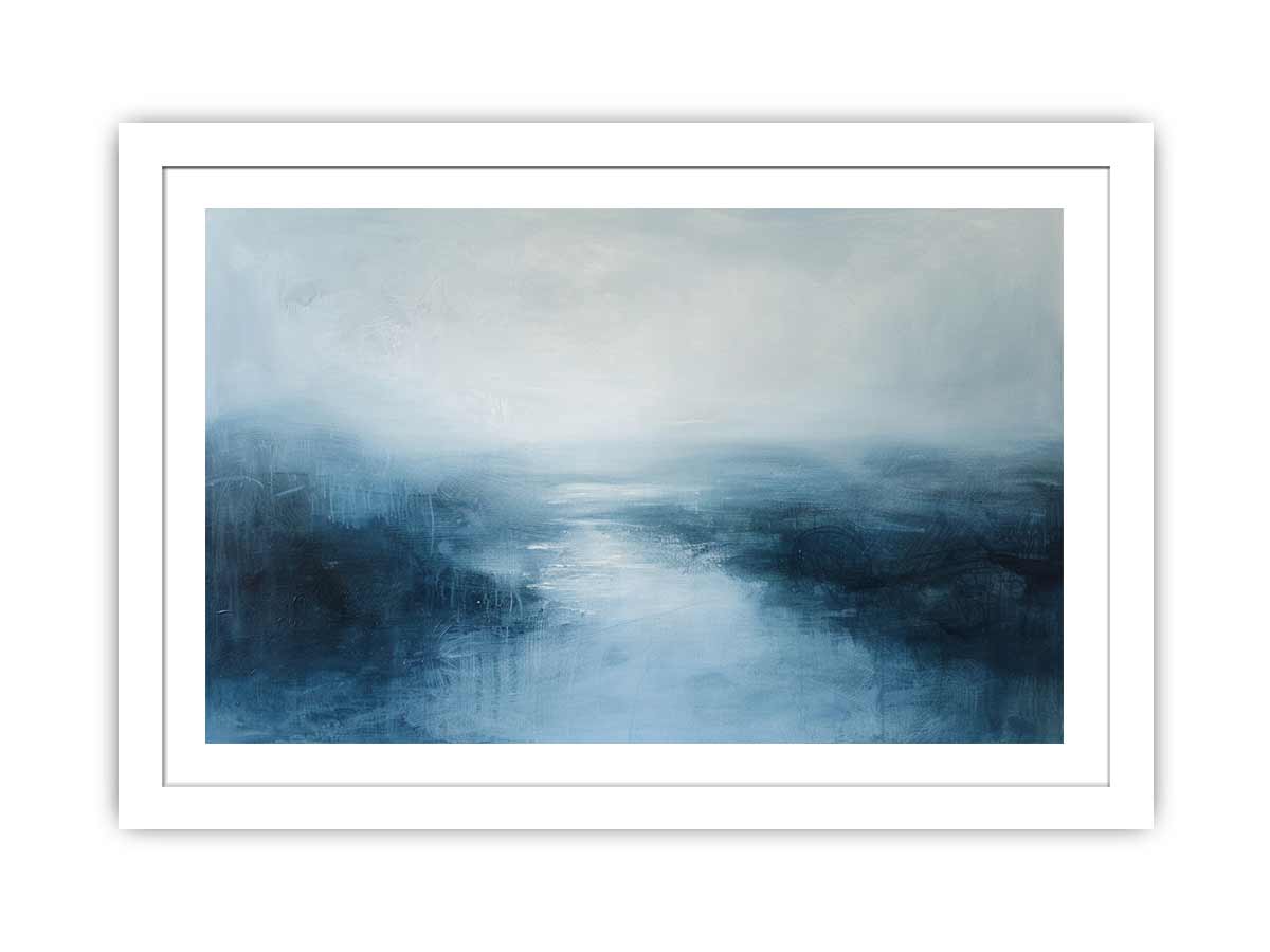 Blue Abstract River Wall Art - Modern Canvas Painting for Home & Office Decor - Perfect for Living Room, Bedroom, or Workspace