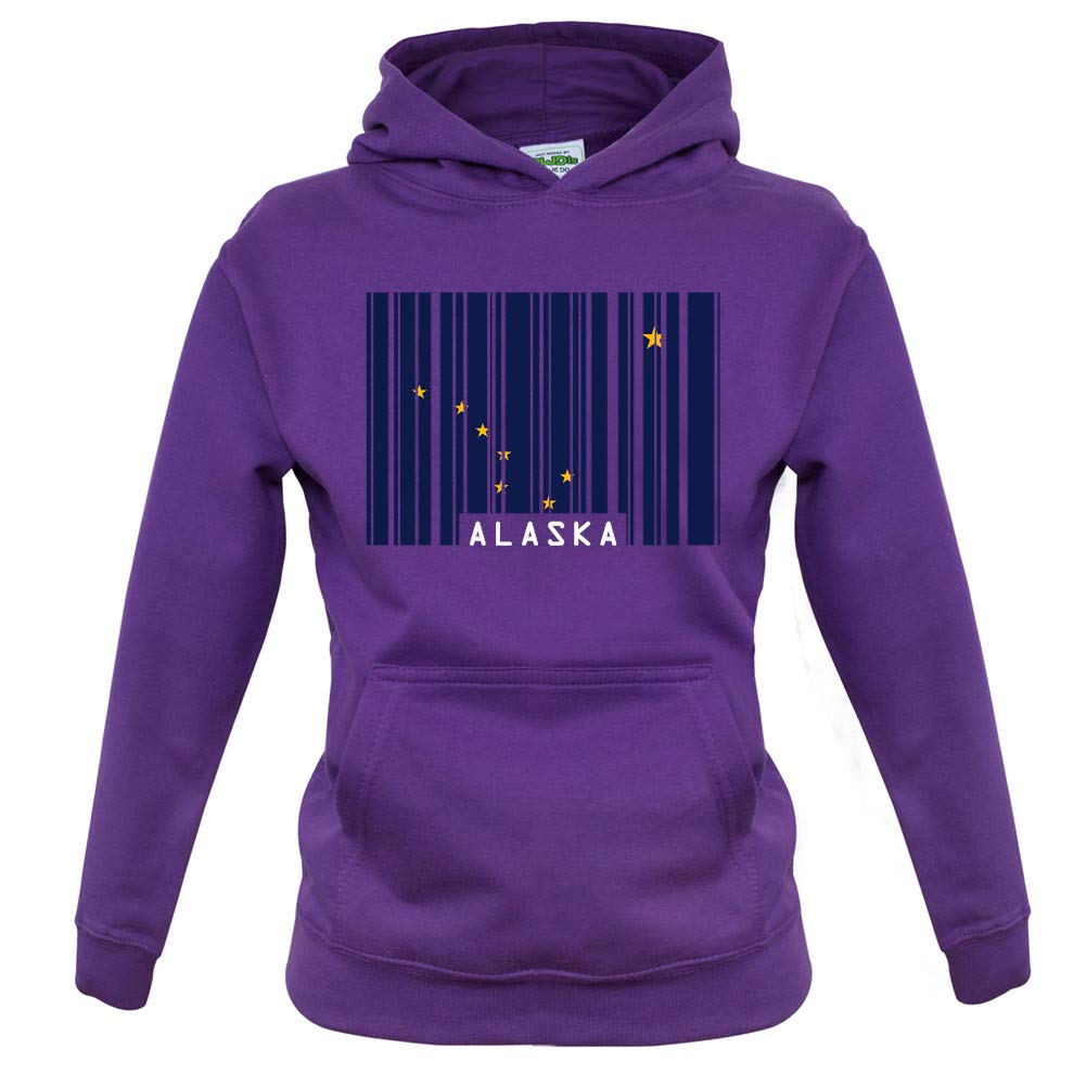 Alaska Barcode Style Flag Kids Hoodie - Soft Pullover Fleece Sweatshirt for Boys & Girls - Perfect for School, Outdoor Play & Casual Wear