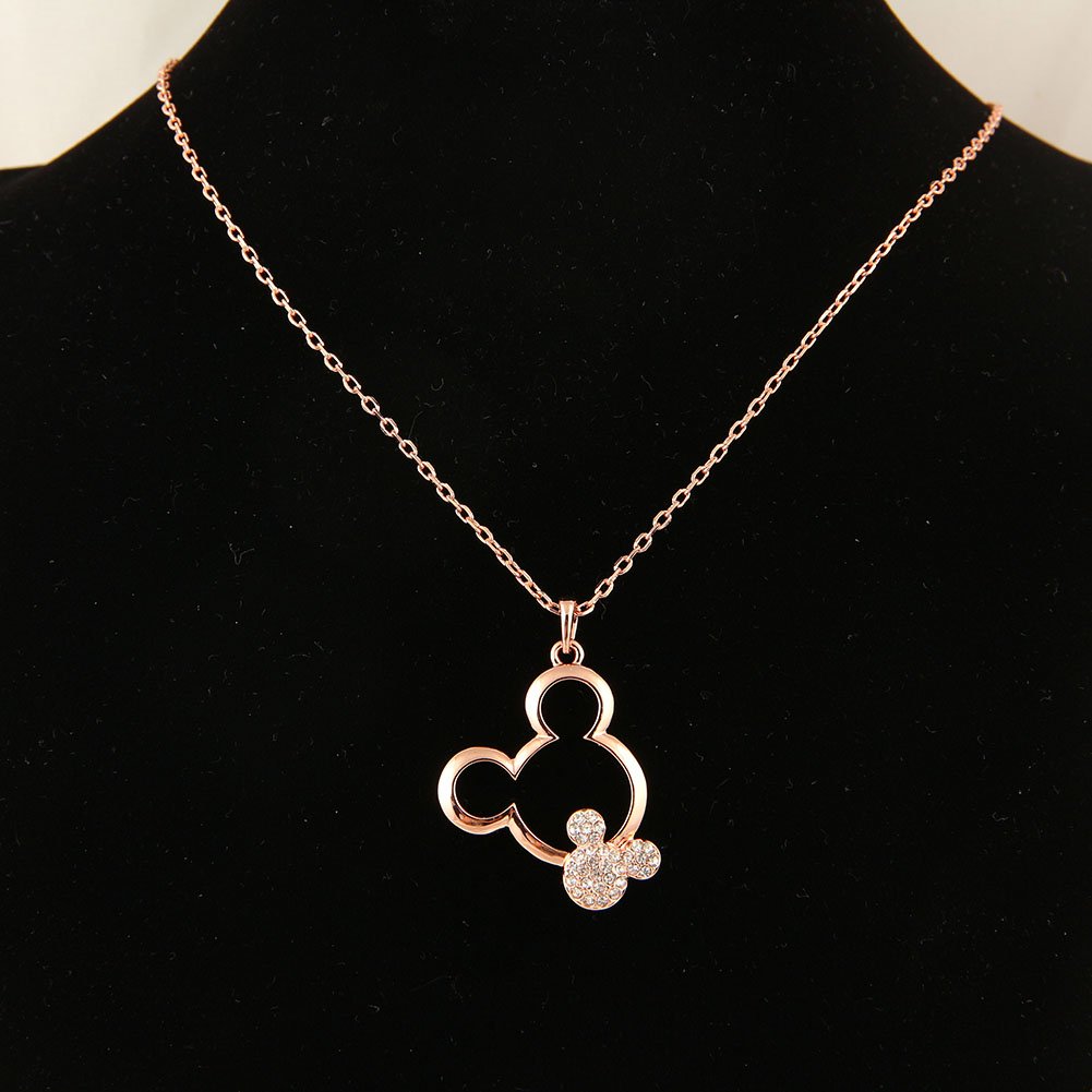 Disney Mickey Mouse Pendant Necklace for Women - Rose Gold Plated Charm Jewelry, Perfect Gift for Birthday, Anniversary & Wedding (Great for Disney Fans & Fashion Accessories)