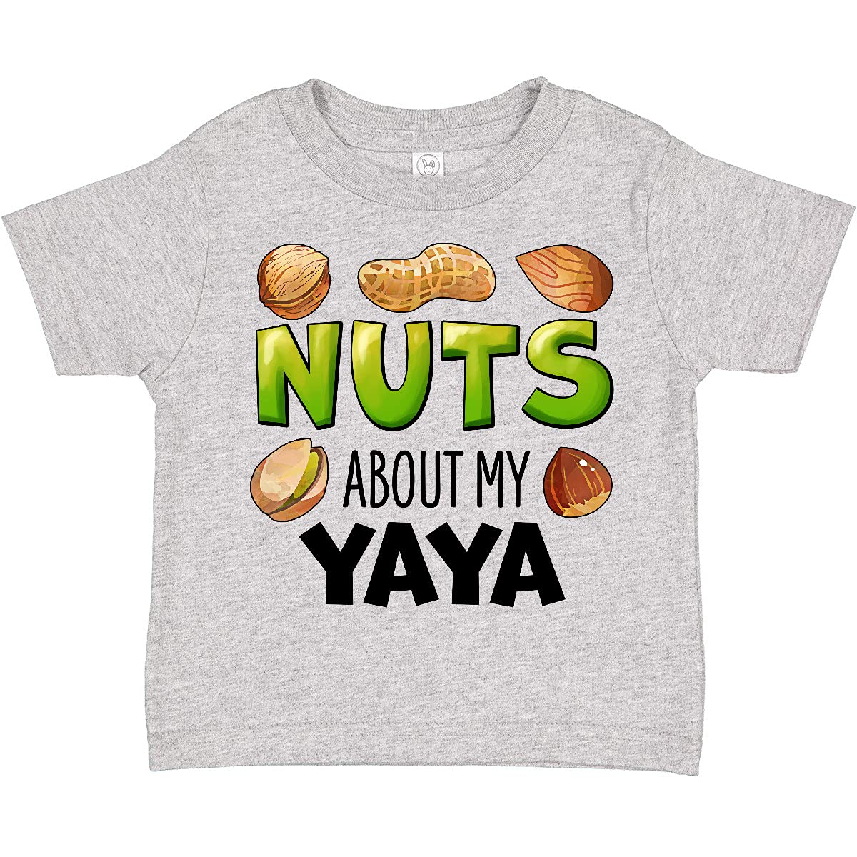 Inktastic 'Nuts About My Yaya' Peanut Almond Pistachio Toddler T-Shirt - Cute Graphic Tee for Grandparents Day & Family Reunions