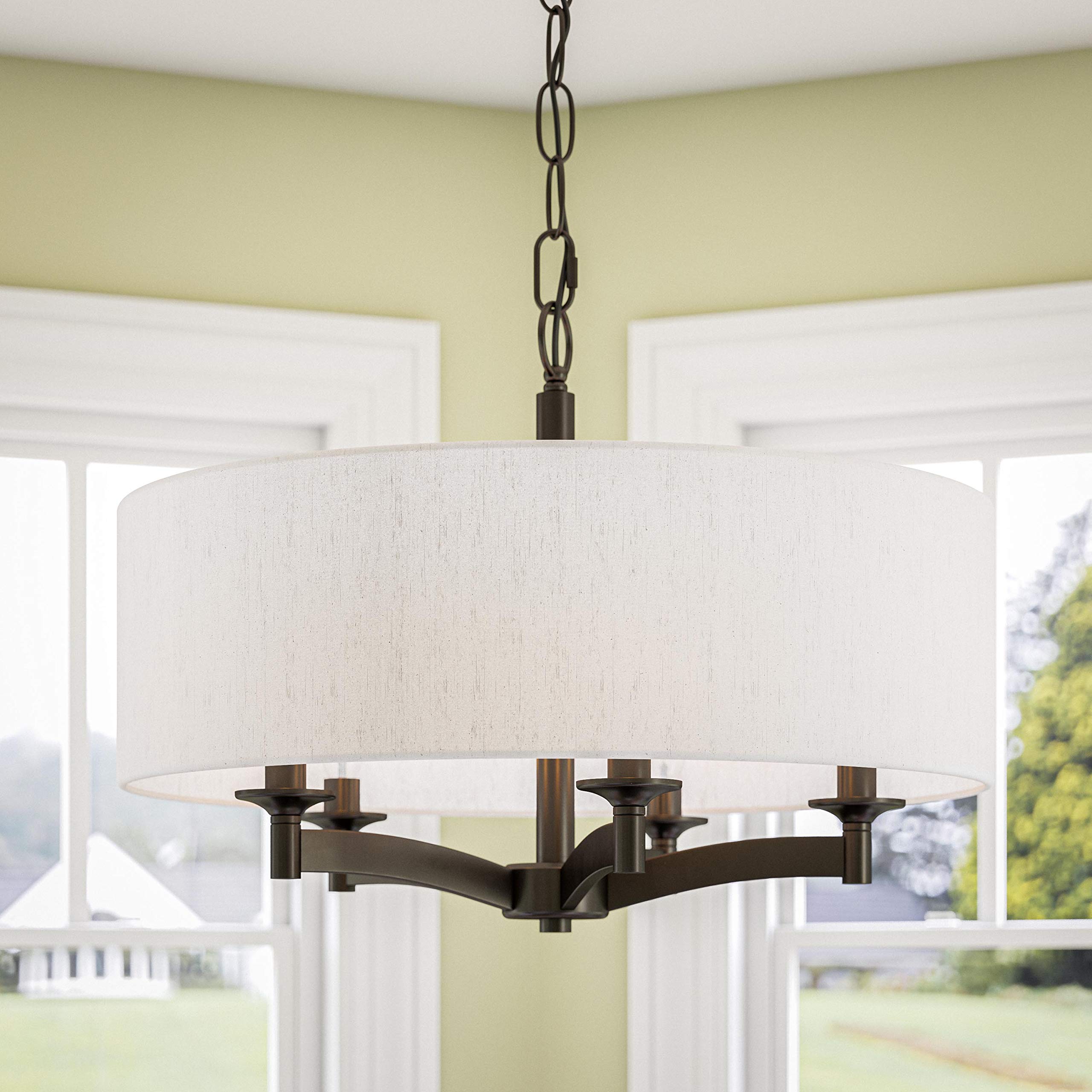 Kenroy Home 93637ORB Rutherford Large Pendant Light Fixture in Oil Rubbed Bronze - Perfect for Kitchen Island, Dining Room, or Entryway Lighting