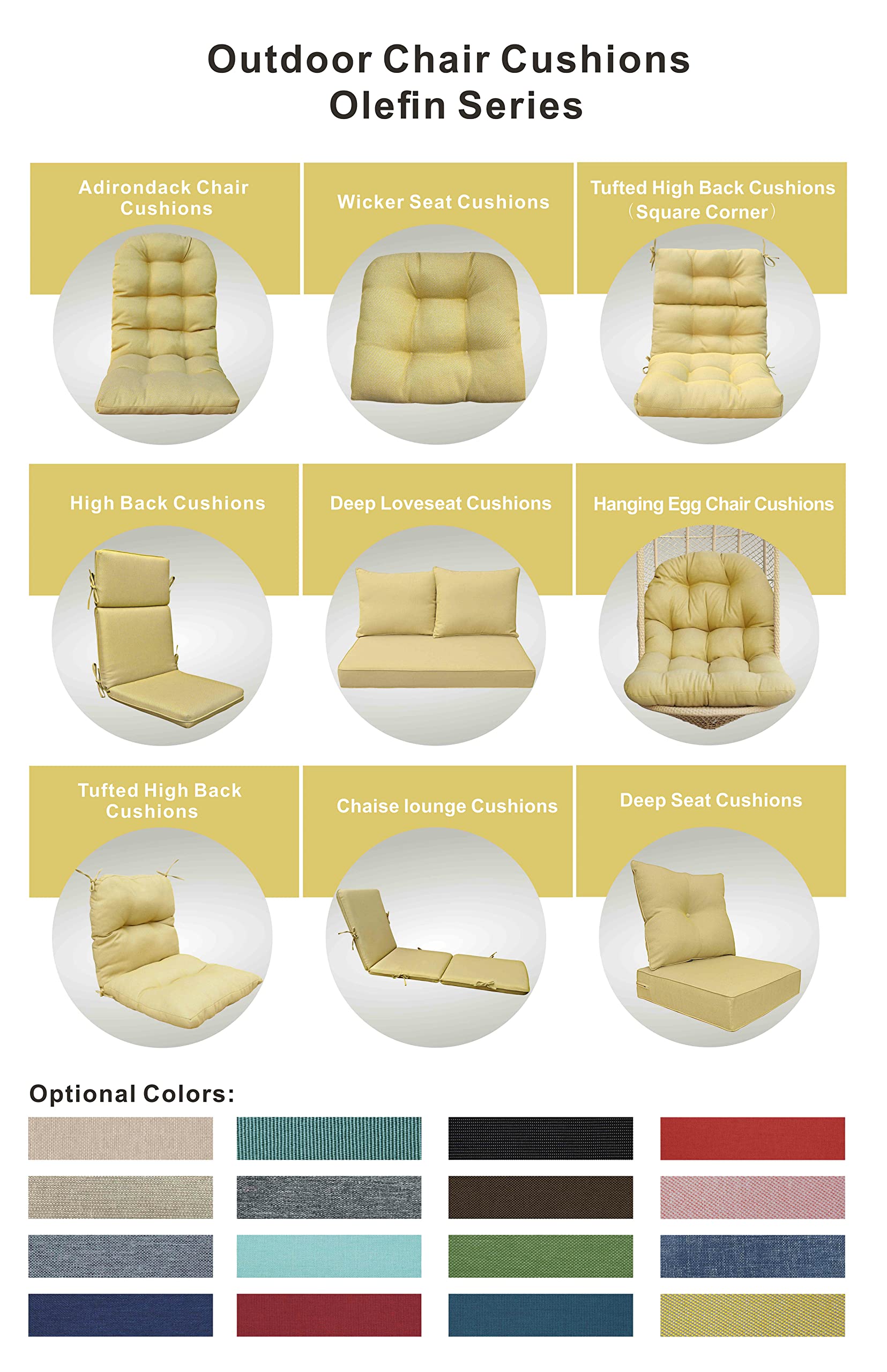 BOSSIMA Patio Furniture Cushions - Deep Seat Glider Loveseat Cushion Set for Indoor & Outdoor Use, Comfortable Mixed Yellow/Grey Cushions - Perfect for Porch, Deck, Garden & Poolside Relaxation