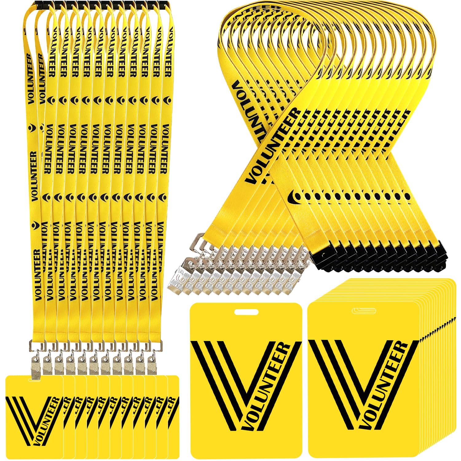 30 Sets Volunteer Lanyards with PVC Card Holders - Breakaway ID Badge Lanyards Bulk for Events, Fundraisers, Church & School Activities - Perfect for Conferences, Team Building and Donation Drives
