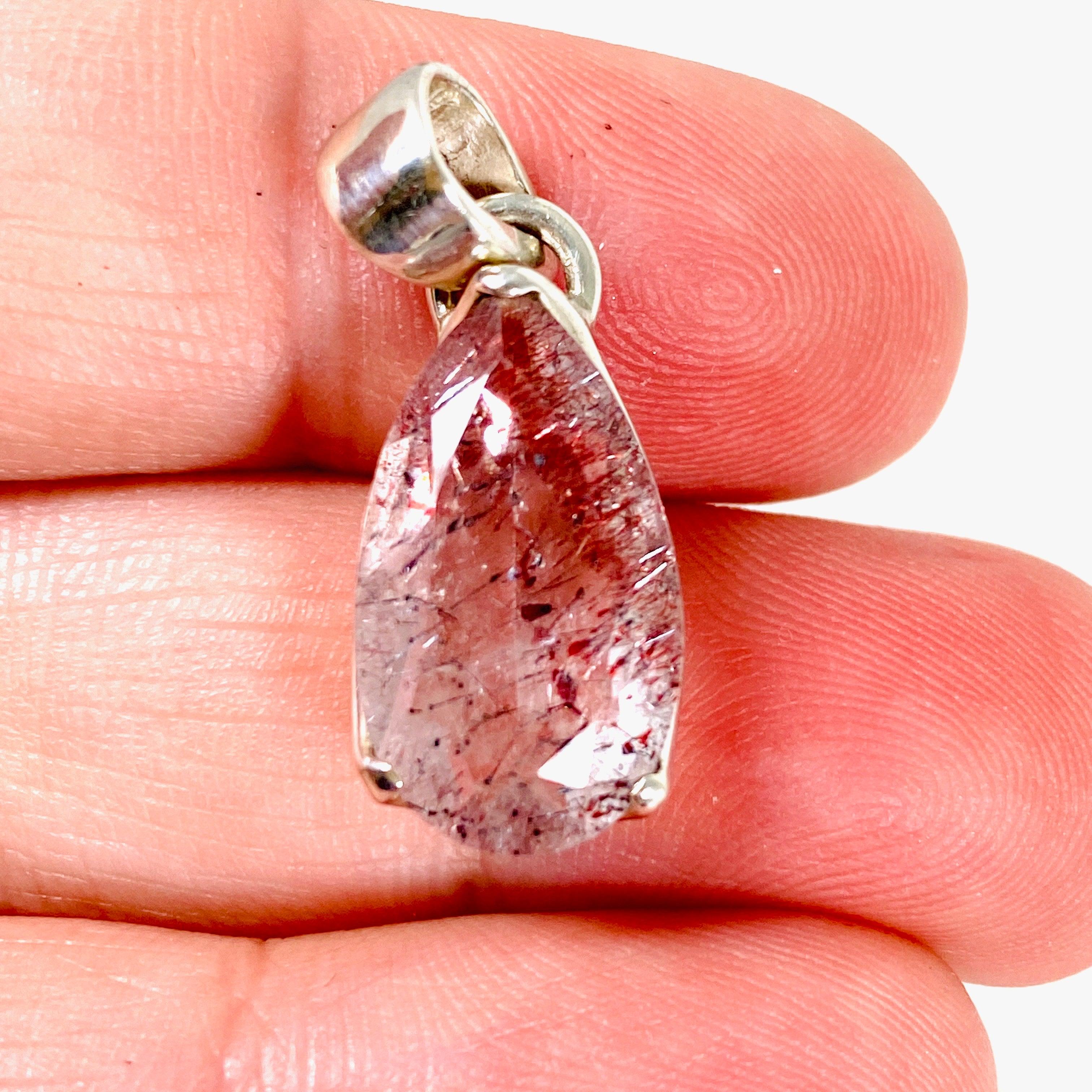 Lepidocrocite Teardrop Faceted Pendant Necklace - PPGJ470 - Healing Crystal Jewelry for Meditation, Energy Work & Spiritual Gifts