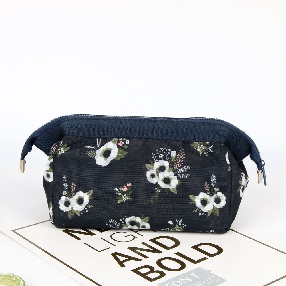 DOCAT Women's Makeup Pouch & Toiletry Organizer Bag - Cosmetic Jewelry Travel Case with Olive Floral Design - Perfect for Travel, Gym, and Daily Essentials Storage
