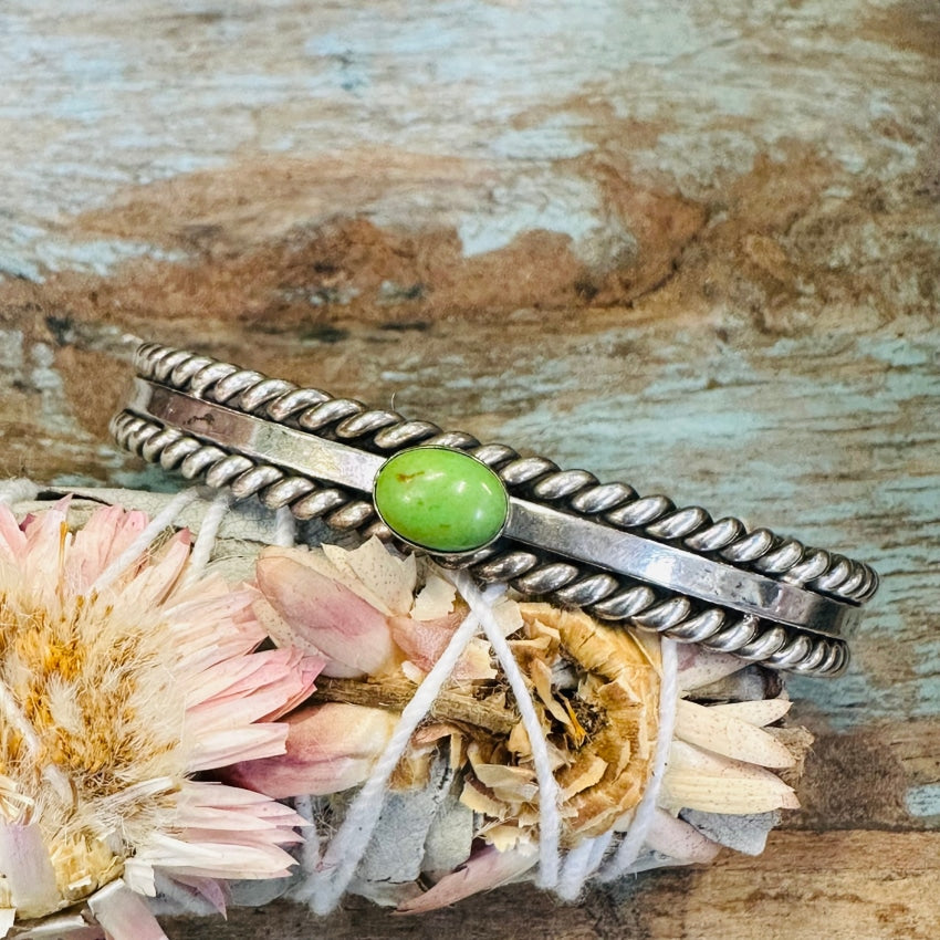 Sterling Silver Green Gaspeite Beaded Bracelet - Handmade Navajo Jewelry by Steven Apachito | Perfect for Boho Fashion, Gift Giving & Spiritual Healing