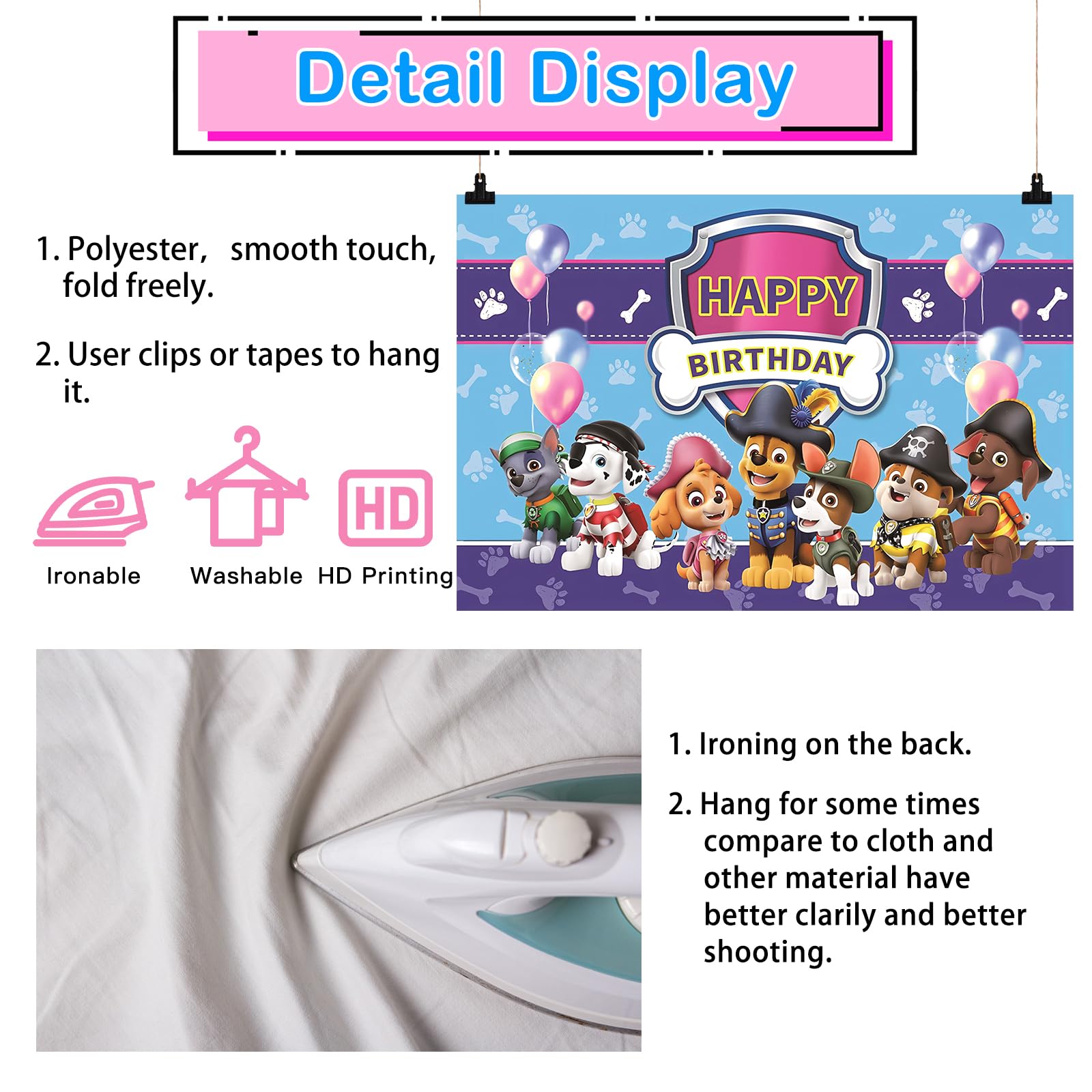 Paw Dog Happy Birthday Backdrop - 5x3FT Photography Background for Kids Birthday Party Decorations | Perfect for Boy & Girl Birthday Celebrations, Photo Shoots, and Party Supplies