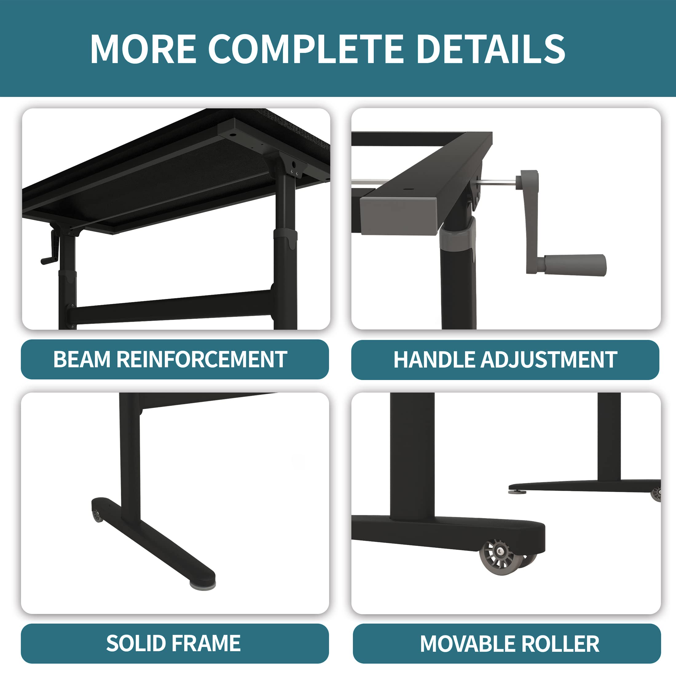 Adjustable Manual Standing Desk with Hand Crank - 55