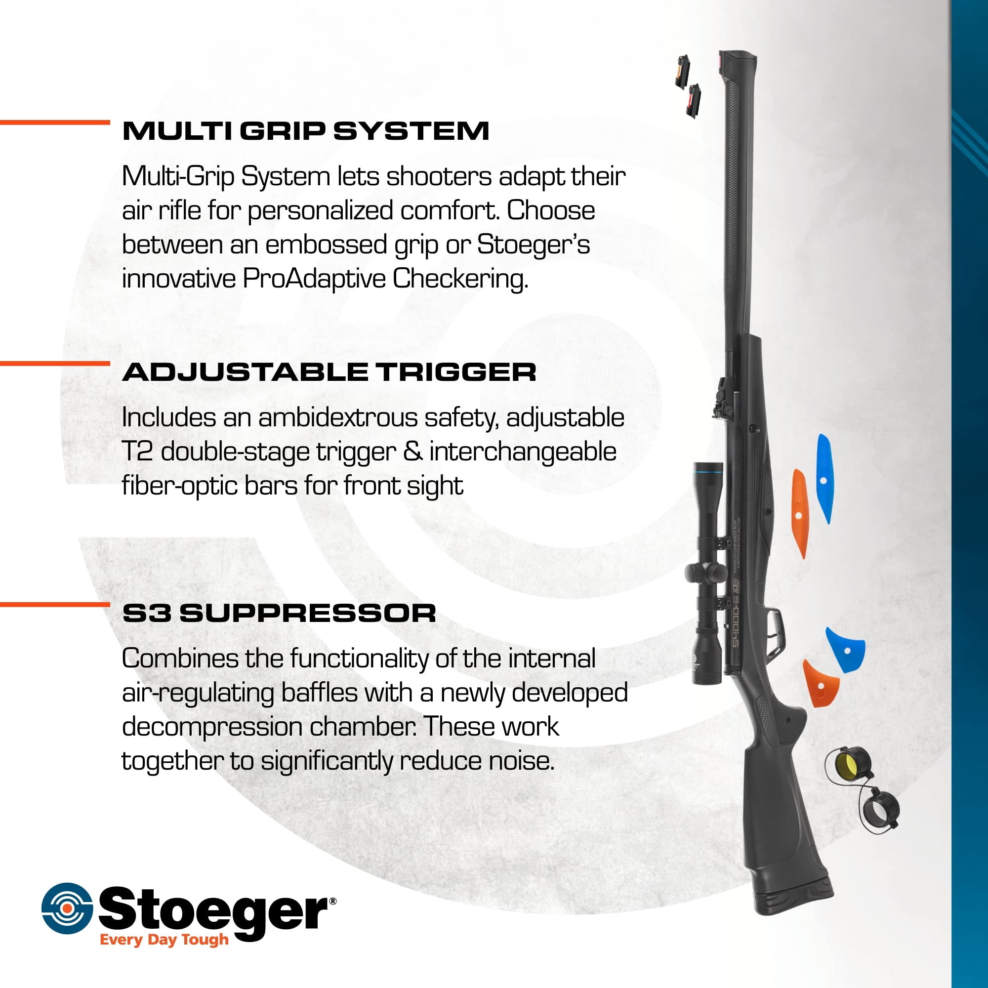 Stoeger S4000-E Combo .22 Caliber Air Rifle - Black Synthetic Stock with Fiber-Optic Sights & 4x32 Scope - Ideal for Target Shooting, Hunting & Outdoor Sports