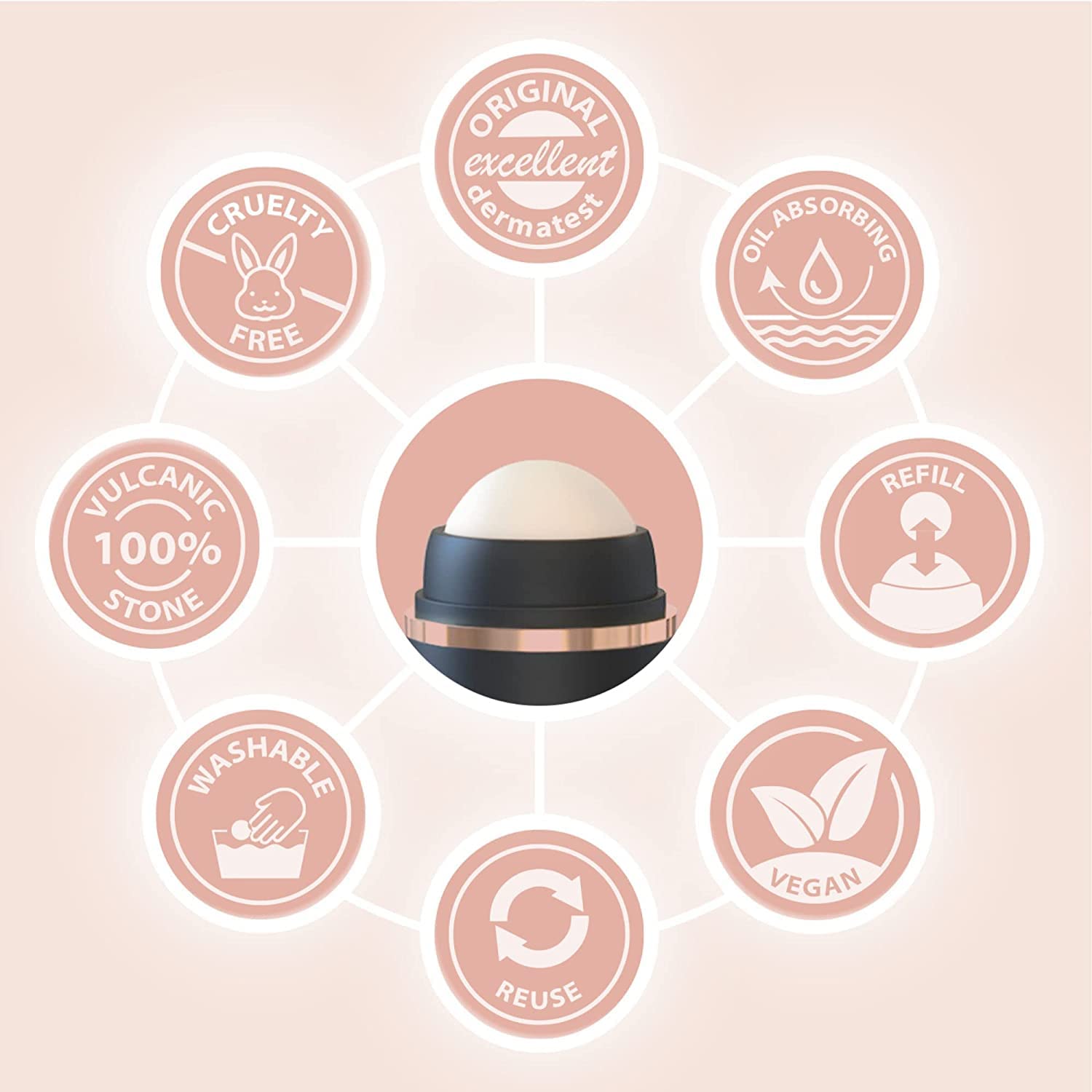 BOTÉ Volcanic Face Roller for Oily Skin Care - Oil Absorbing Roller to Reduce Shine & Clean Skin with Makeup On - Best Anti-Shine Skincare Tool for Daily Use & Travel