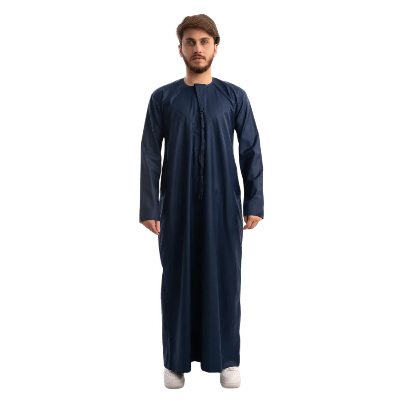 Premium Emirati Thobe for Men - Elegant Midnight Blue Traditional Arabic Jubbah - Perfect for Weddings, Eid & Special Occasions