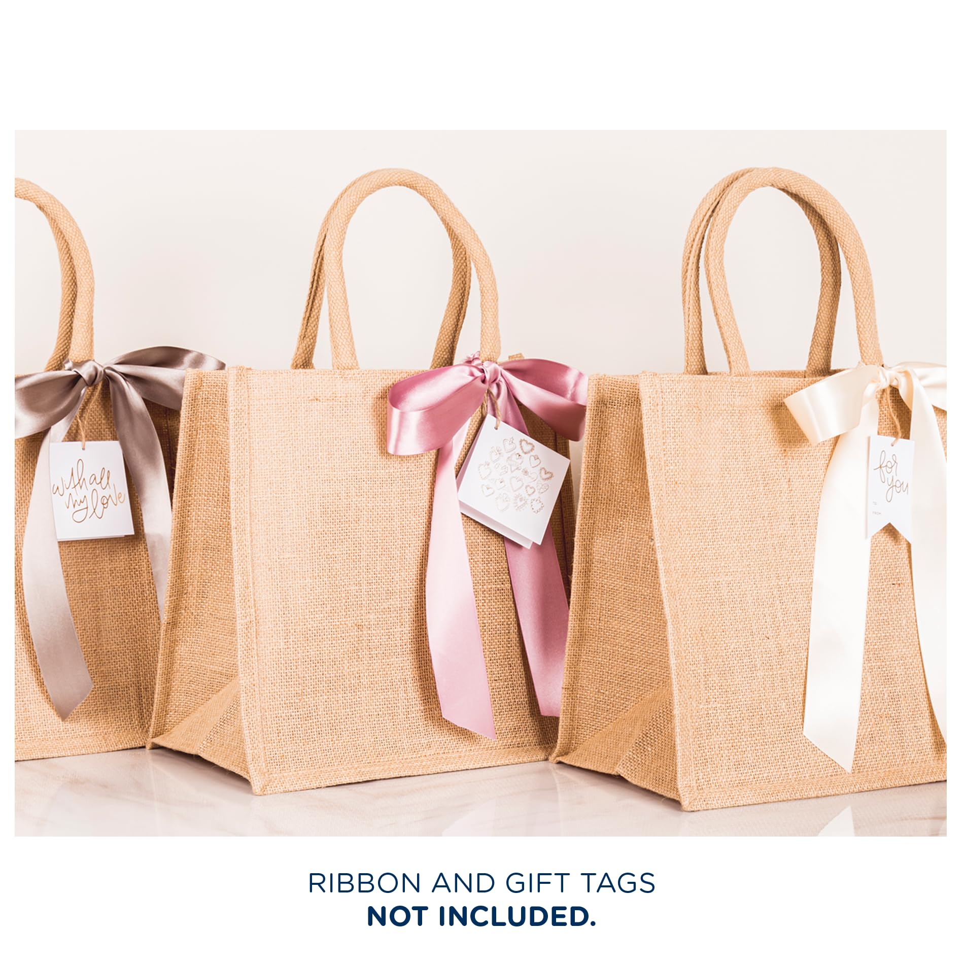 Eco-Friendly Medium Jute Burlap Tote Bags - Reusable & Biodegradable Wedding Favors, Welcome Gifts & Party Supplies for Sustainable Events