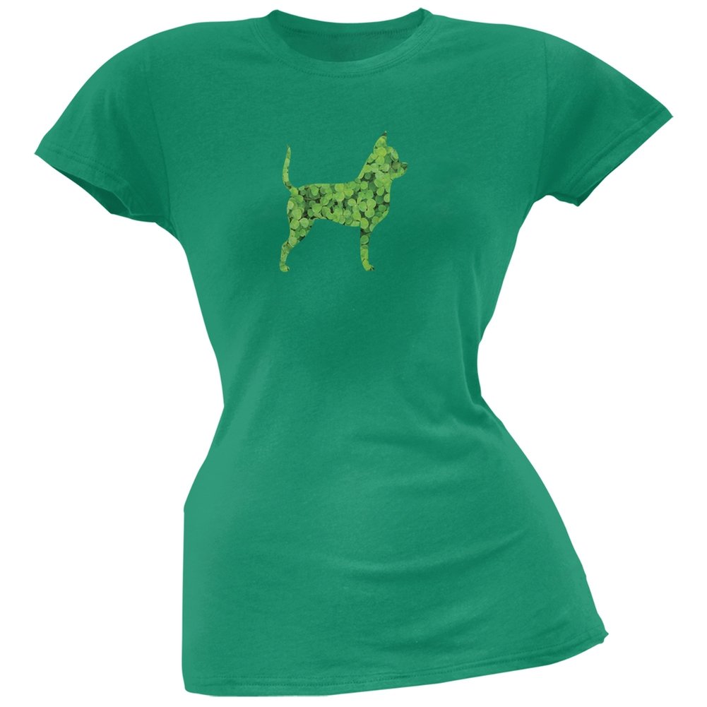 St. Patrick's Day Chihuahua Shamrock Green Soft Junior T-Shirt - Perfect for Irish-Themed Parties & Dog Lover Gifts