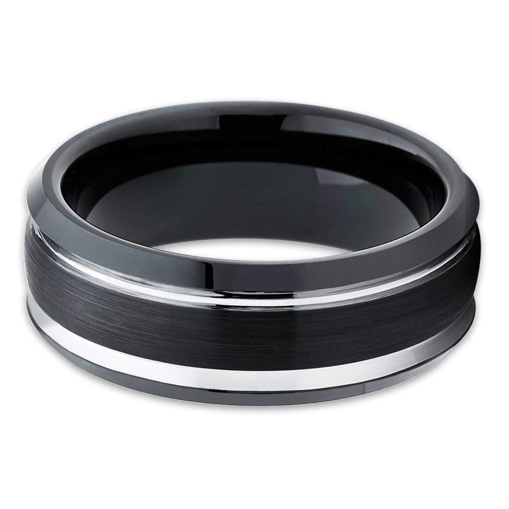8mm Black Tungsten Carbide Wedding Ring for Men - Durable & Scratch-Resistant Anniversary & Engagement Band - Perfect for Everyday Wear, Special Occasions & Gifts