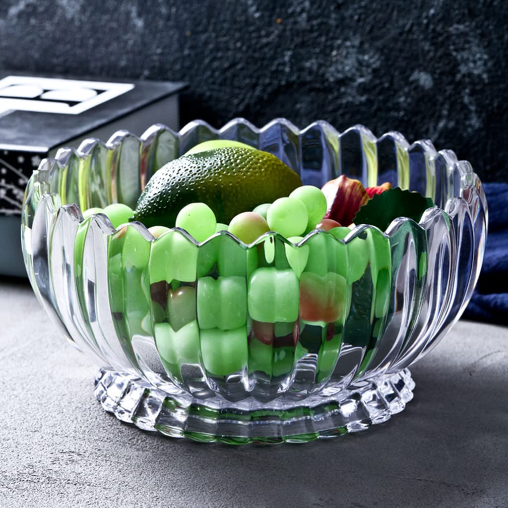 **Large Transparent Glass Fruit Bowl - Elegant Home Decor for Living Room, Coffee Table | Perfect for Serving Fruits, Candy, Snacks & Party Dishes**    *(Use: Ideal for family gatherings, entertaining guests, or as a stylish centerpiece to display fresh fruits and treats in your living room or dining area.)*