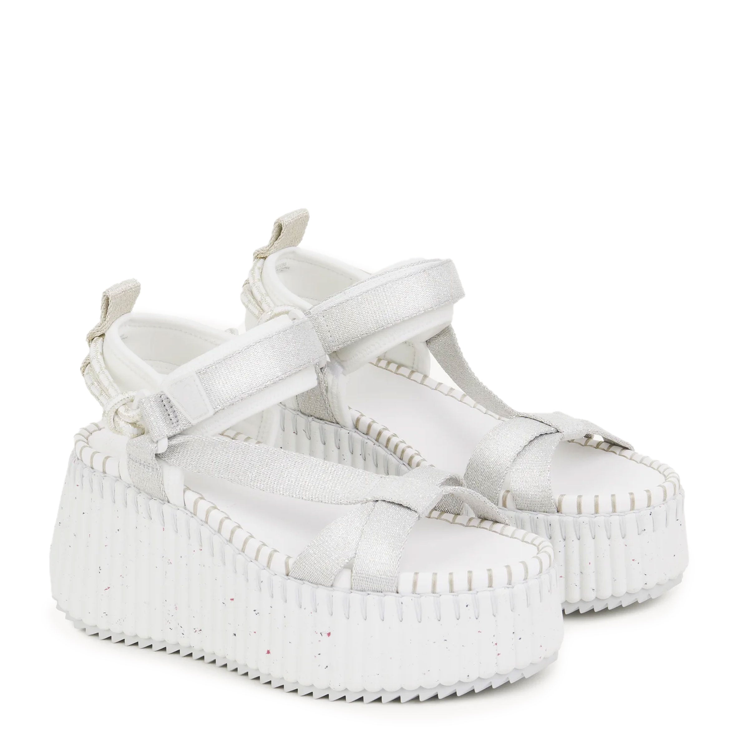 Nama Women's Metallic Platform Sandals in Silver - Comfortable & Stylish for Summer, Beach, and Casual Outings