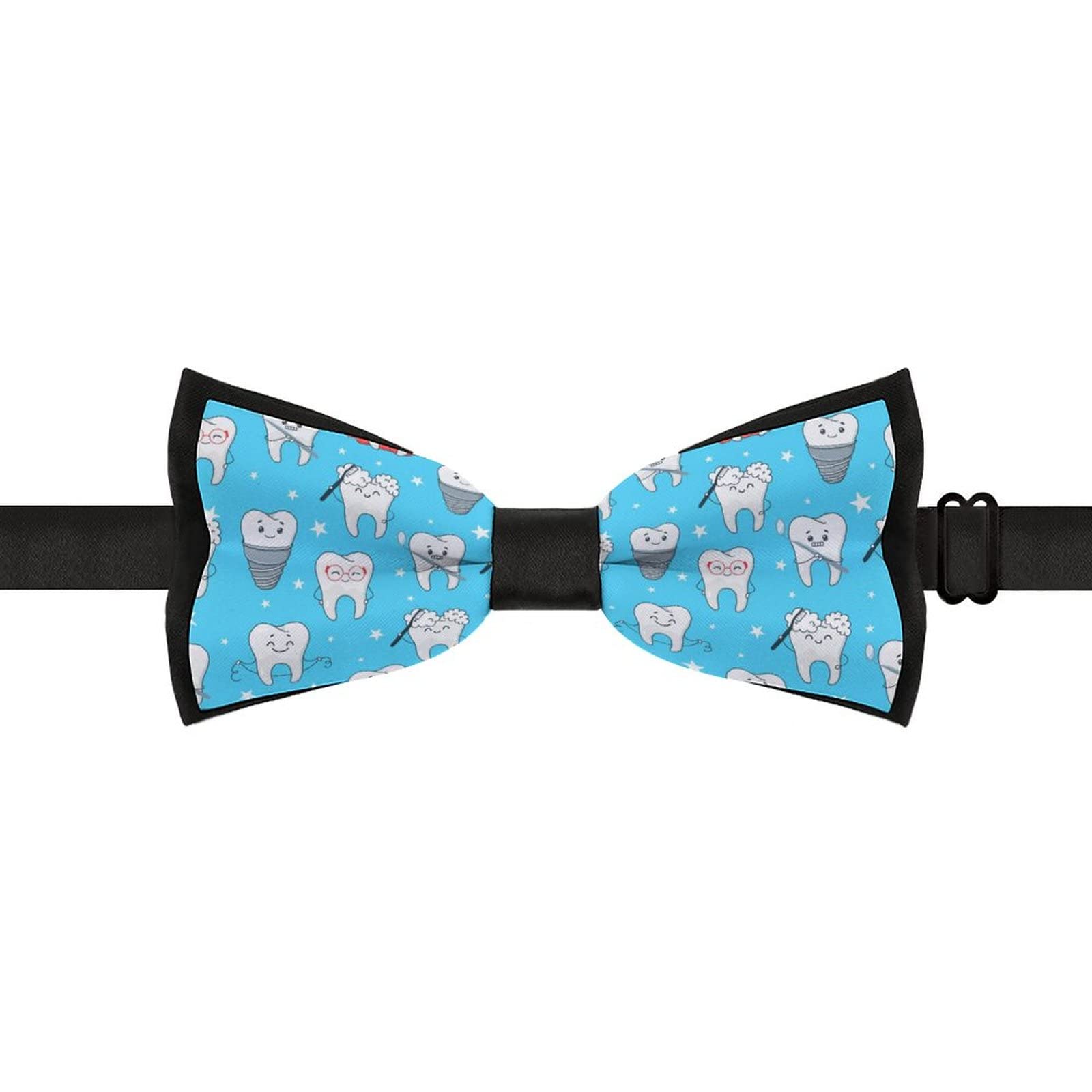 Funny Teeth Bow Tie for Men - Adjustable Pre-Tied Dentist Necktie - Perfect Gift for Dental Professionals & Costume Parties - Office, Halloween & Cosplay Accessory