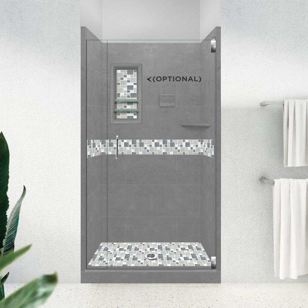 DIY Shower Remodel Kit - Alcove Wet Cement Sistine Stone & Newport Mosaic Accent Tile for Bathroom Renovation | Waterproof & Easy Installation