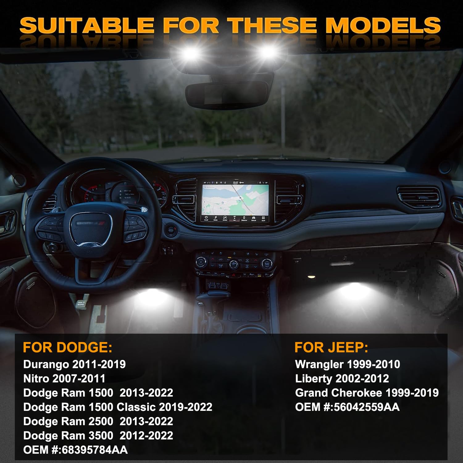 POPMOTORZ LED Interior Courtesy Lights 12V Footwell Lights Under Dashboard Car Floor Lamp - Compatible with Dodge RAM, Durango, Nitro, Jeep Wrangler, Liberty, Grand Cherokee (2-Piece Set) - Perfect for Night Driving, Interior Ambiance, and Enhanced Visibility