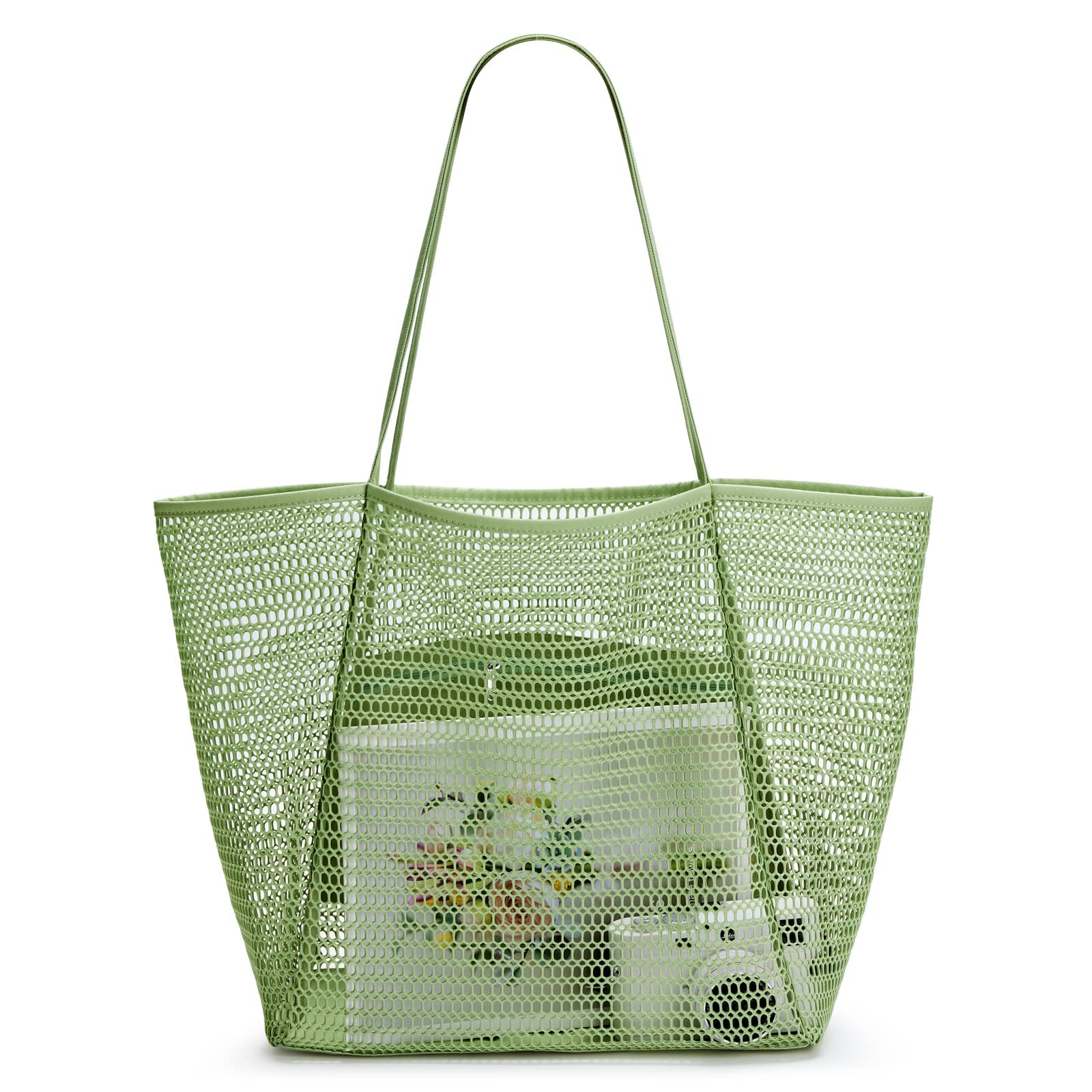 KALIDI Mesh Beach Tote Bag for Women - Large 23L Waterproof Shoulder Hobo Handbag - Grocery Shopping Bag, Vacation Travel & Pool Accessories - Perfect for Beach Day, Gym, Picnic & Summer Outings