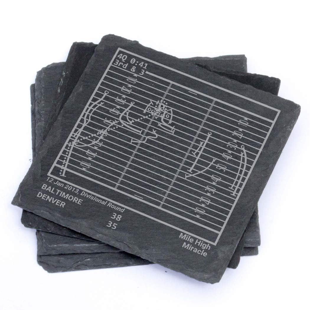 Baltimore Ravens Coasters Set of 4 - Greatest Plays Slate Drink Coasters | Perfect Ravens Gifts for Men, Sports Fans & Football Enthusiasts | Ideal for Game Day, Man Cave & Office Decor