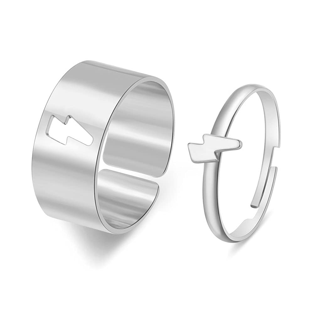 Best Friends BFF Matching Rings for Couples - Heart Moon Star Planet Promise Rings for Women & Men - Perfect for Anniversaries, Valentine's Day & TikTok Y2K Jewelry Gifts