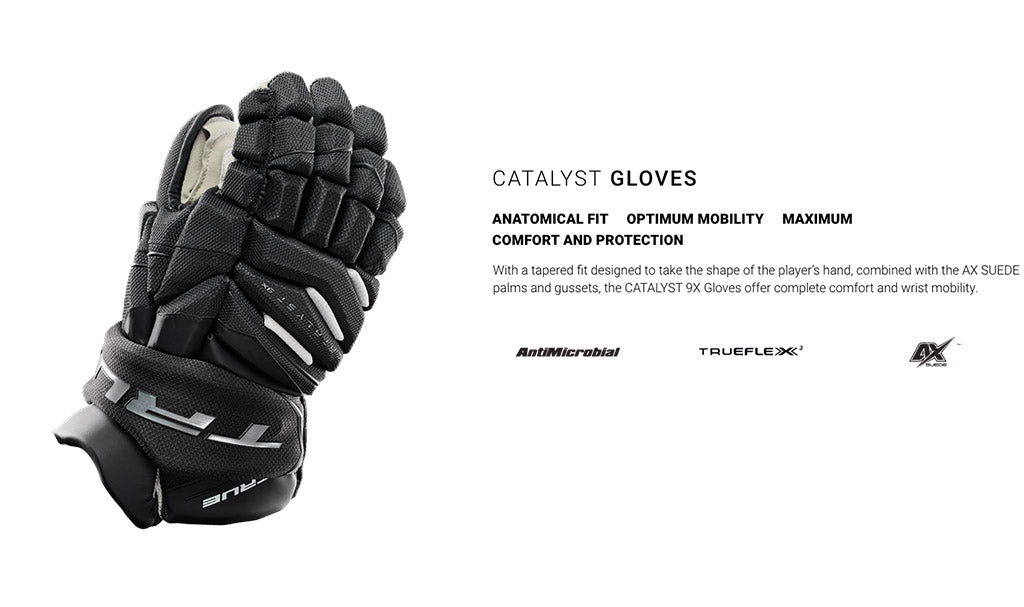 TRUE Catalyst 9X Junior Ice Hockey Gloves - Youth Hockey Gloves for Boys & Girls - Protective Gear for Ice Skating, Stick Handling & Game Play