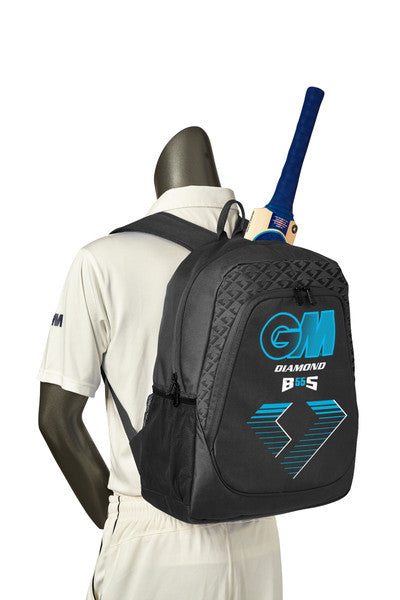 GM DIAMOND Cricket Backpack Kit Bag - Black (2023) | Waterproof Cricket Equipment Storage | Perfect for Practice, Matches & Travel
