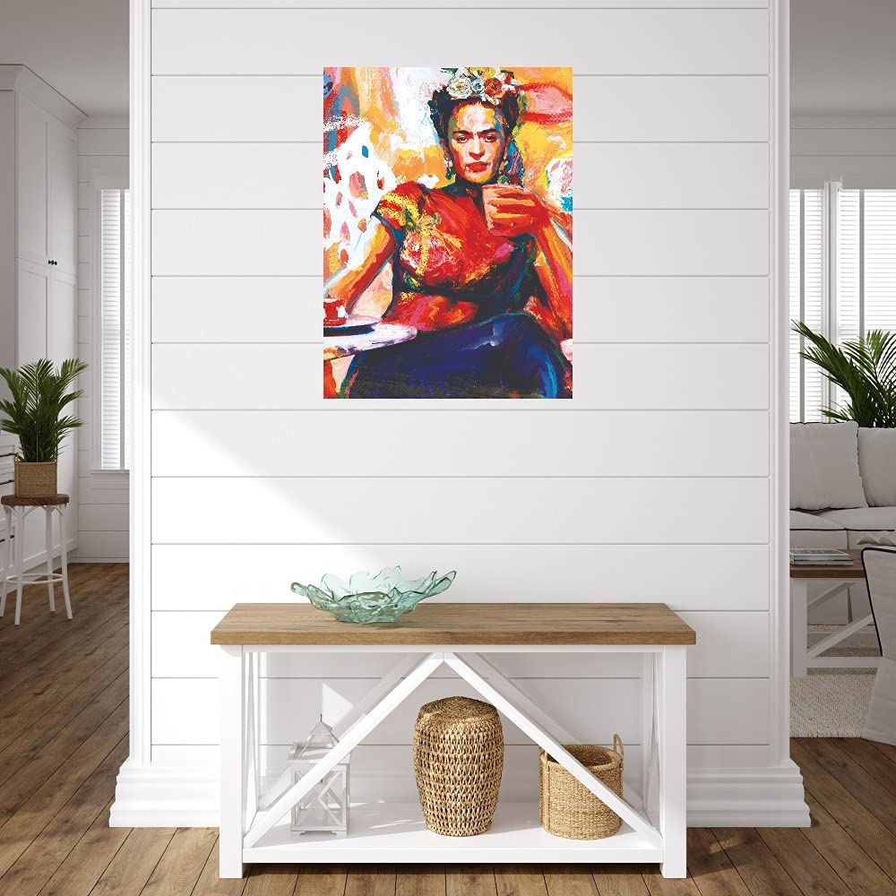 Frida Kahlo Coffee Break Fine Art Canvas Print - 24x32 Inch Wall Decor for Living Room, Bedroom, Office & Dining Area - Ready to Hang Painting by Willowbrook Fine Art - Perfect for Home Decor & Gift Giving