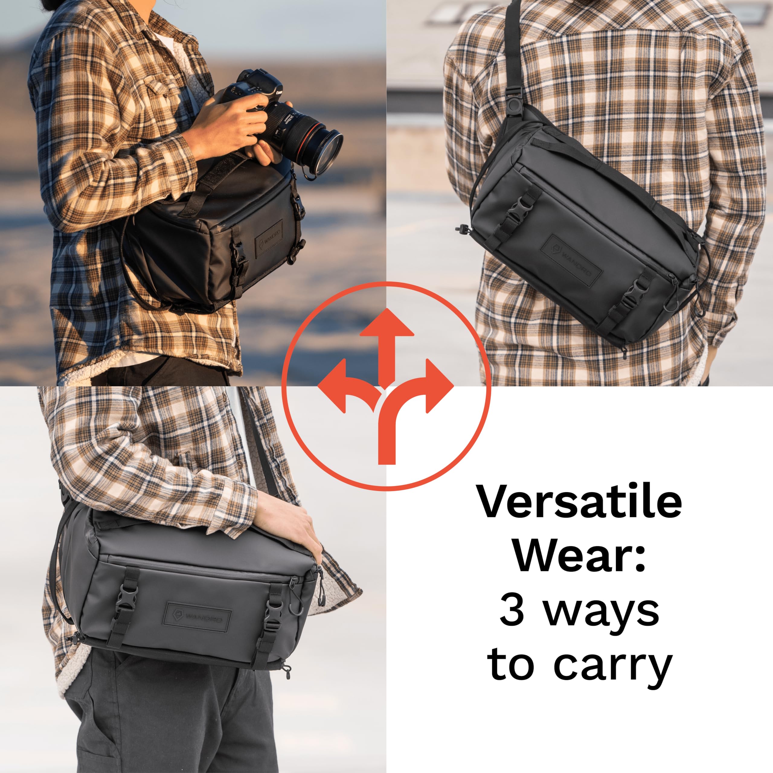 WANDRD ROGUE 9L Sling Camera Bag - Waterproof Crossbody Shoulder Bag for DSLR Mirrorless Cameras & Accessories - Perfect for Travel, Hiking & Street Photography (Black)