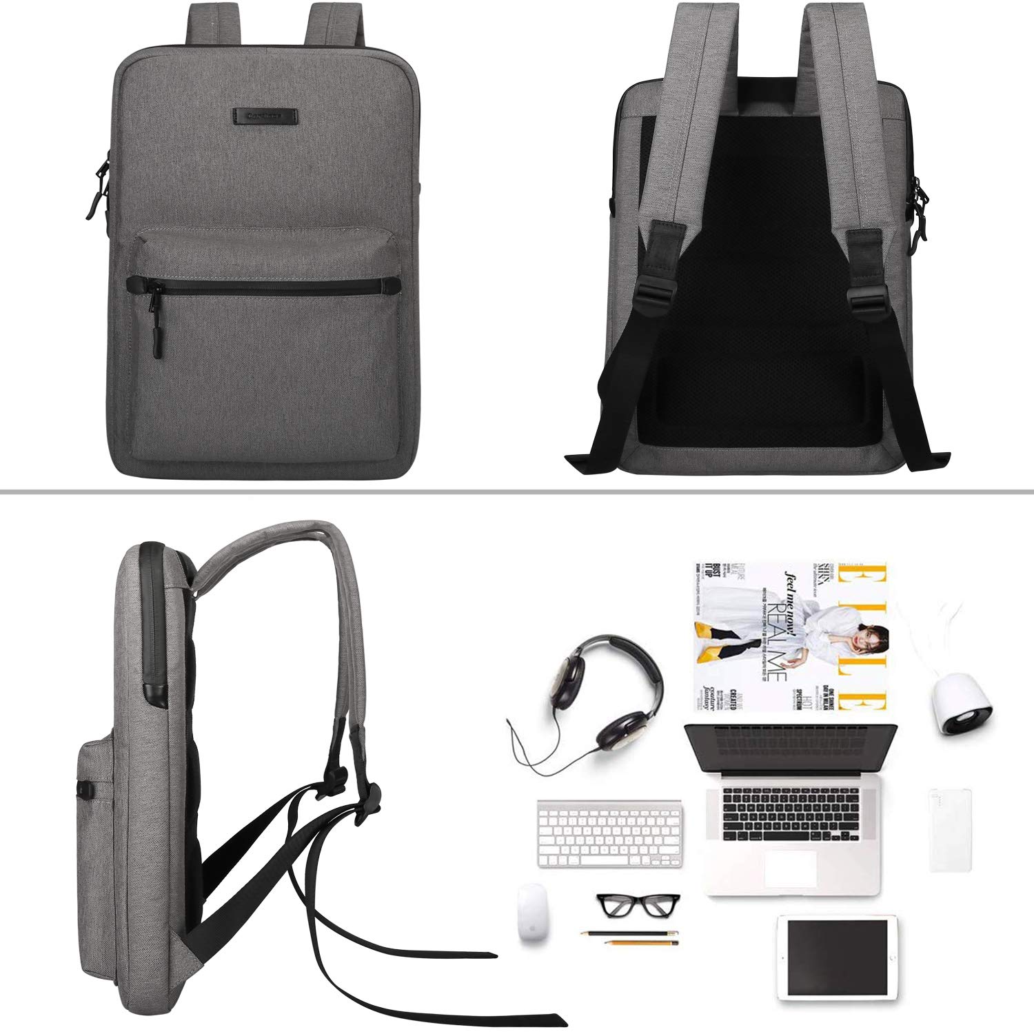 YOUPECK Slim Business Backpack for Men - Lightweight Water Resistant Laptop Bag Fits 14 15 15.6 Inch Laptops - Perfect for Office Work, Business Travel & Daily Commute