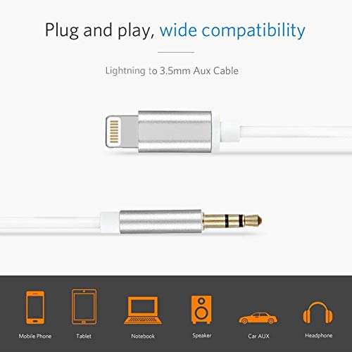 Apple MFi Certified Lightning to 3.5mm Headphone Jack Adapter - Hi-Fi Digital Audio Connector for iPhone 12/11 Pro/XS/XR/X/8/7/SE, iPad Pro/Mini - Compatible with iOS 10~14.4+ - Perfect for Music, Gaming & Hands-Free Calls