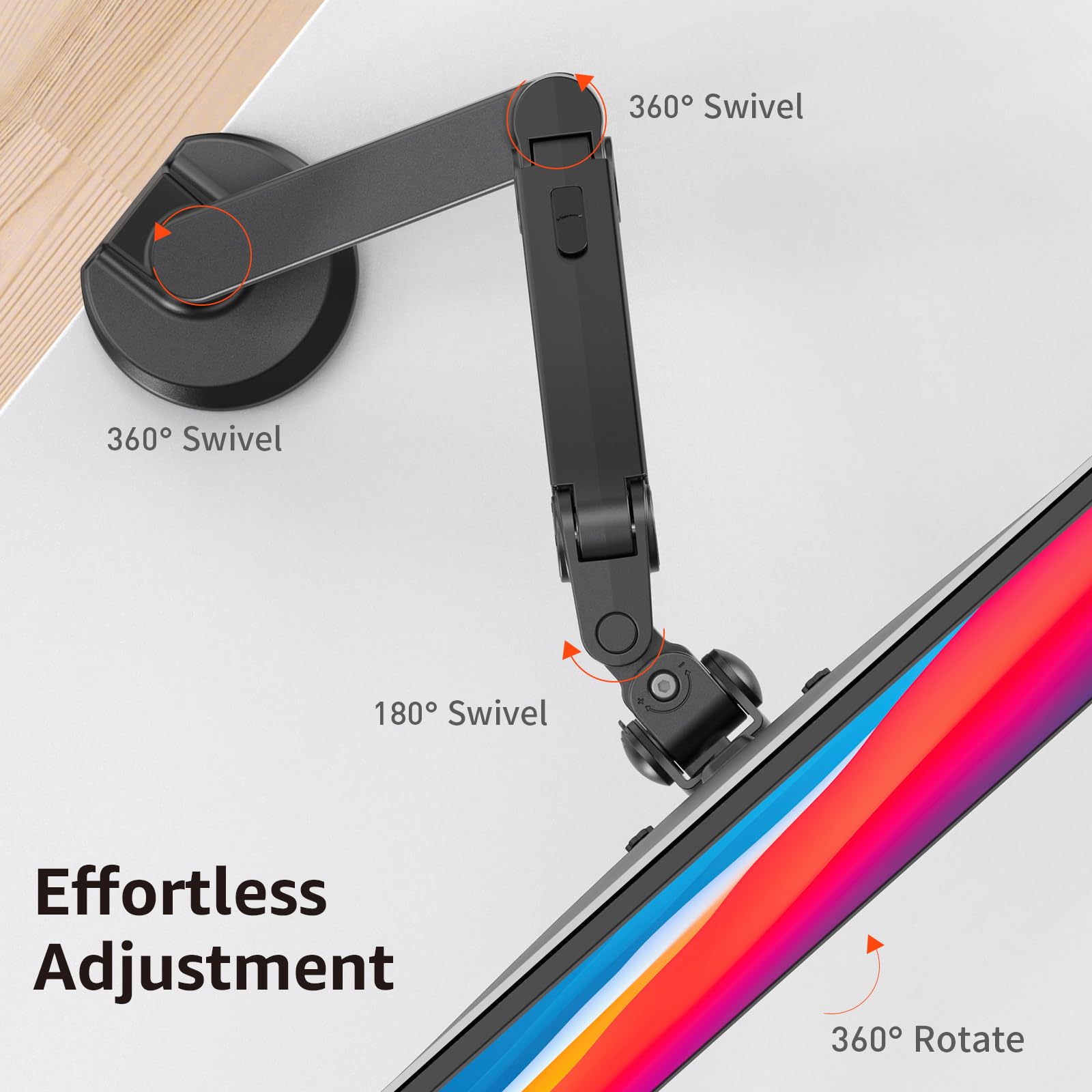BEWISER Single Monitor Arm Desk Mount - Adjustable Stand for 24 to 43 Inch Flat & Ultrawide Screens - Height, Swivel, Tilt & Rotation Adjustment - VESA Compatible, 30 lbs Capacity (Black) - Perfect for Home Office, Gaming Setup & Workspace Ergonomics