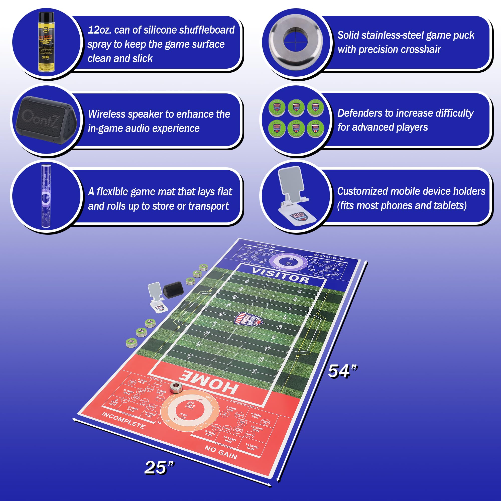 Large Football Game Set - American Rules Shuffleboard Style Tabletop Game for Man Cave, Game Room, Kitchen & Dining Table | Perfect for Parties, Family Gatherings & Sports Fans