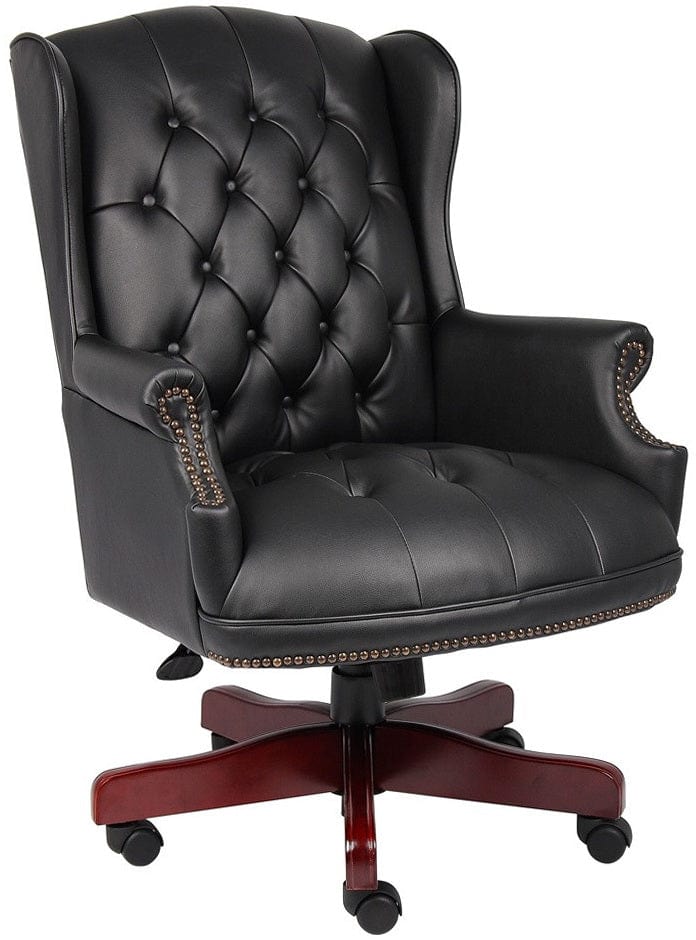 B800 Boss Traditional Button Tufted Executive Office Chair - Premium Leather High Back Desk Chair for Home & Business Use