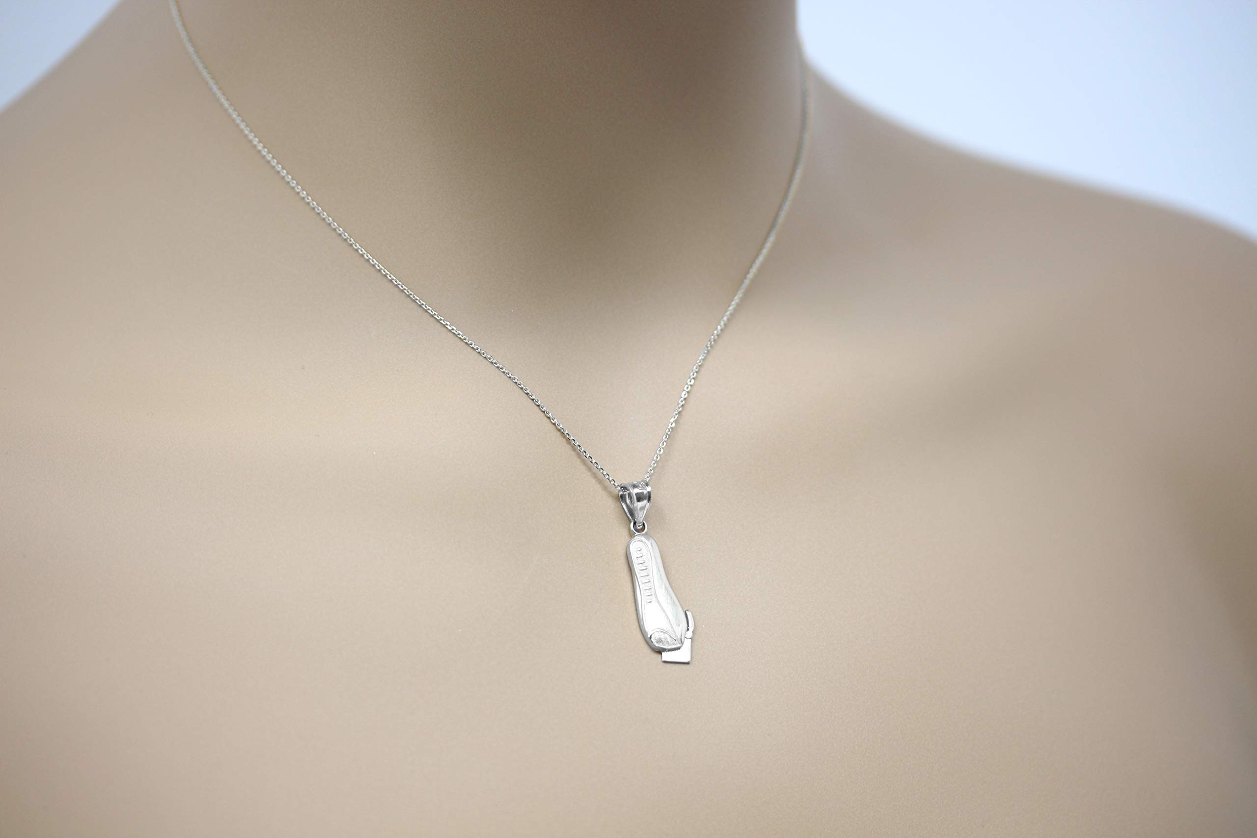 Premium Sterling Silver Men's Electric Shaver Pendant Necklace - Barber Inspired Straight Edge Razor Jewelry - Perfect for Gifts, Cosplay & Fashion Accessories