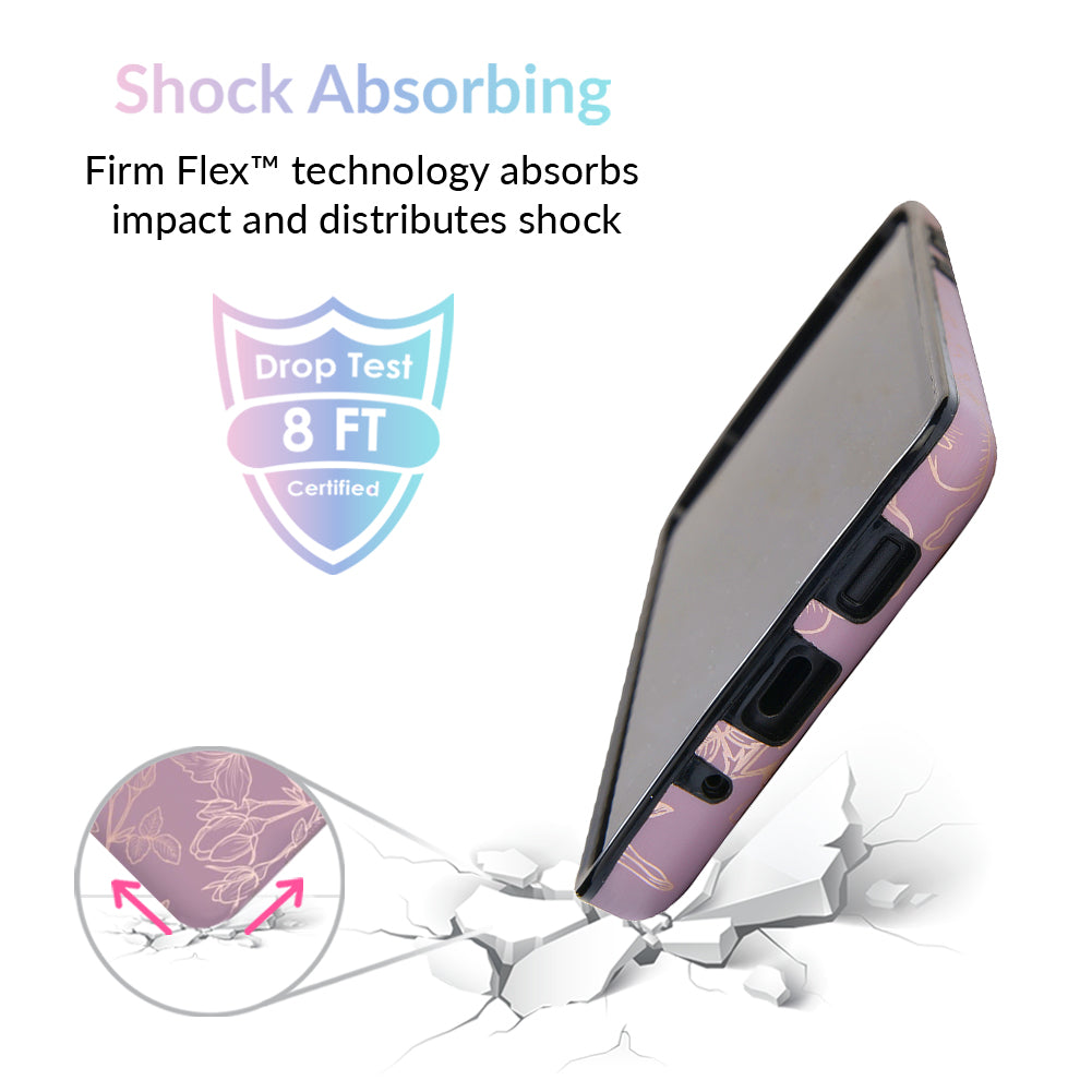 Dusty Rose Chrome Floral Samsung Galaxy Phone Case - Elegant Protective Cover for Galaxy S23/S22/S21/S20 - Perfect for Daily Use, Work & Special Occasions