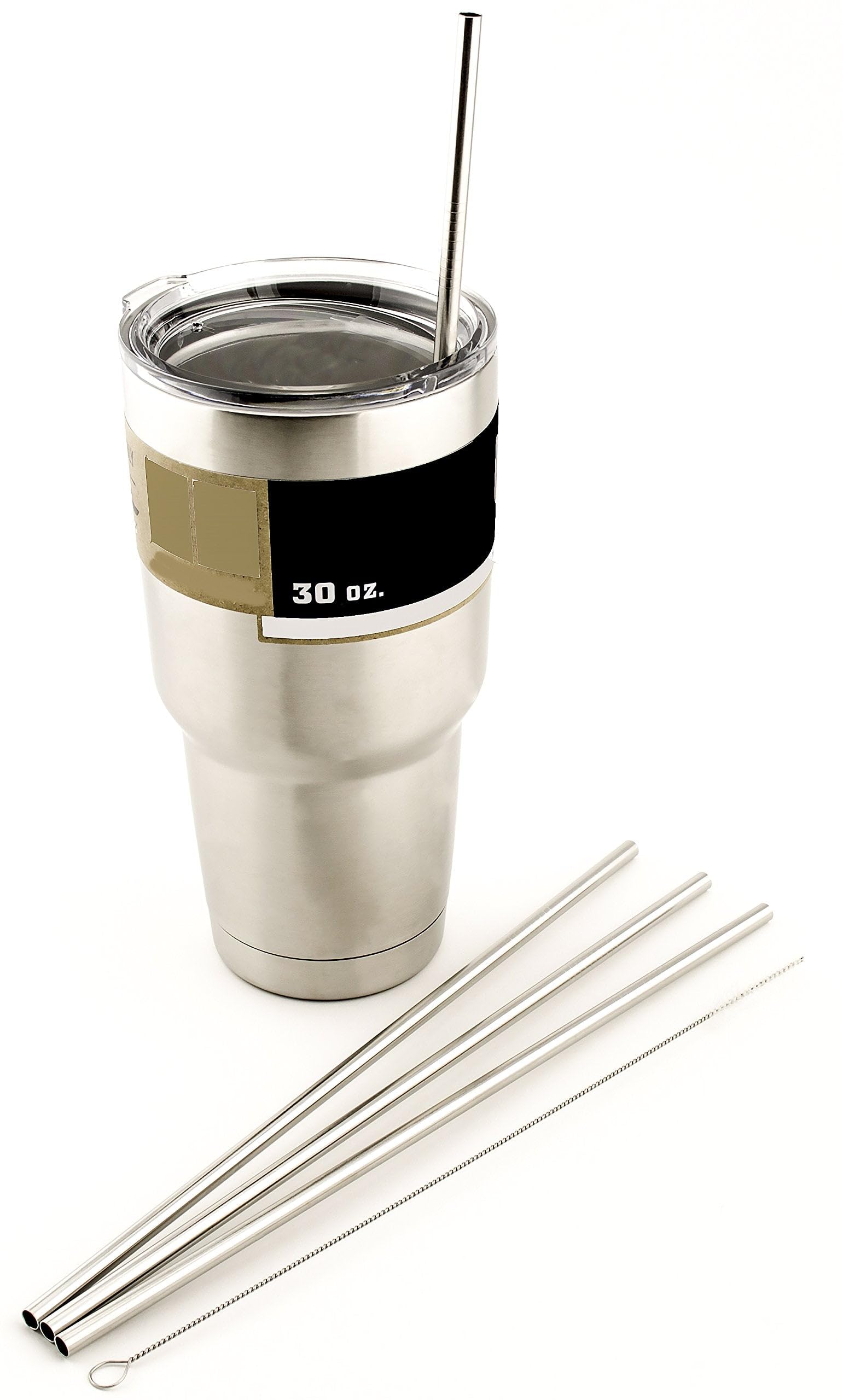 4 Pack Reusable Stainless Steel Straws for 30 oz Yeti Tumbler & Rambler Cups - CocoStraw Brand Eco-Friendly Metal Drinking Straws - Perfect for Iced Coffee, Smoothies & Cold Drinks at Home, Office or Travel