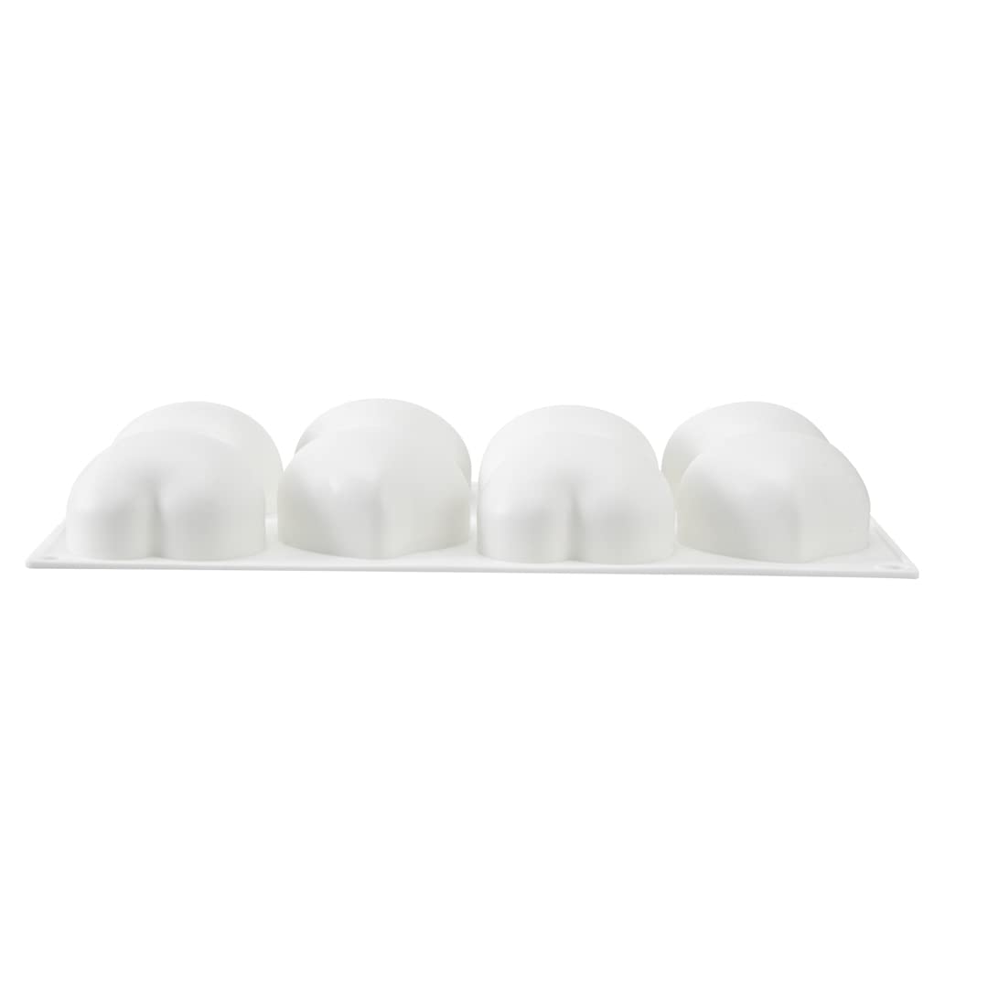 Restaurantware Pastry Tek 8-Cavity Heart Molds - 10 Oven-Safe Heart Pans, Flexible & Freezer-Safe White Silicone Baking Molds for Easy Release | Perfect for Valentine's Day, Wedding Cakes, Cupcakes & Chocolate Desserts