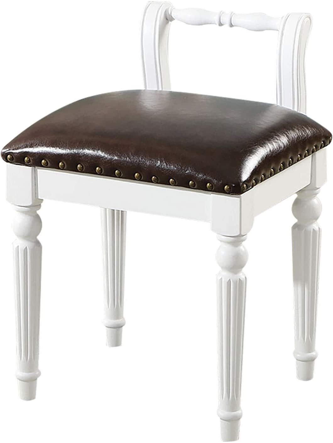 Ergonomic Vanity Stool with Wooden Legs - Low Back Makeup Dressing Table Chair for Bedroom Furniture | Perfect for Makeup Application, Hair Styling & Dressing Room Decor