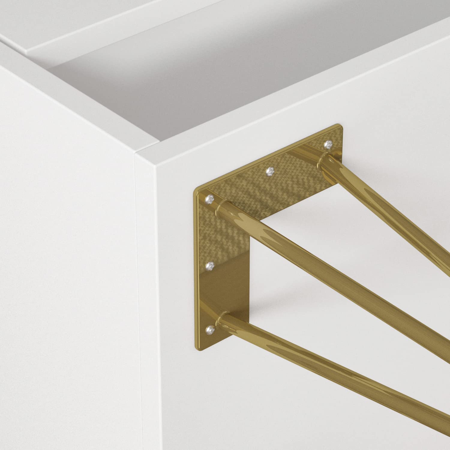 AIEGLE White Nightstand Set of 2 - Modern Wooden End Tables with Drawer & Shelf, Small Bedside Tables with Gold Metal Legs for Bedroom Storage (15.7