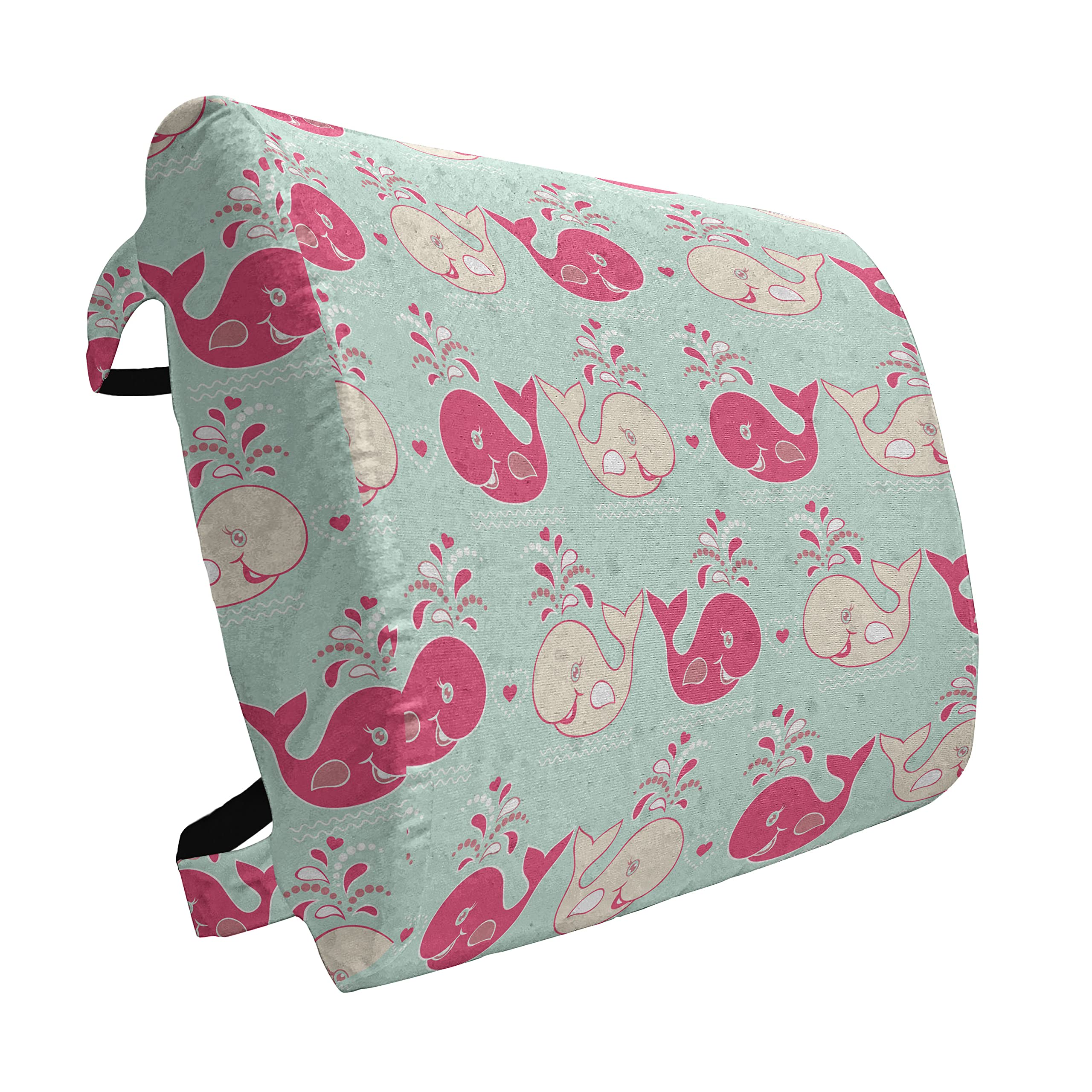 Ambesonne Whale Lumbar Support Pillow - Soft Pastel Whales Pattern, High Density Foam for Office Chair & Car Seat - 14