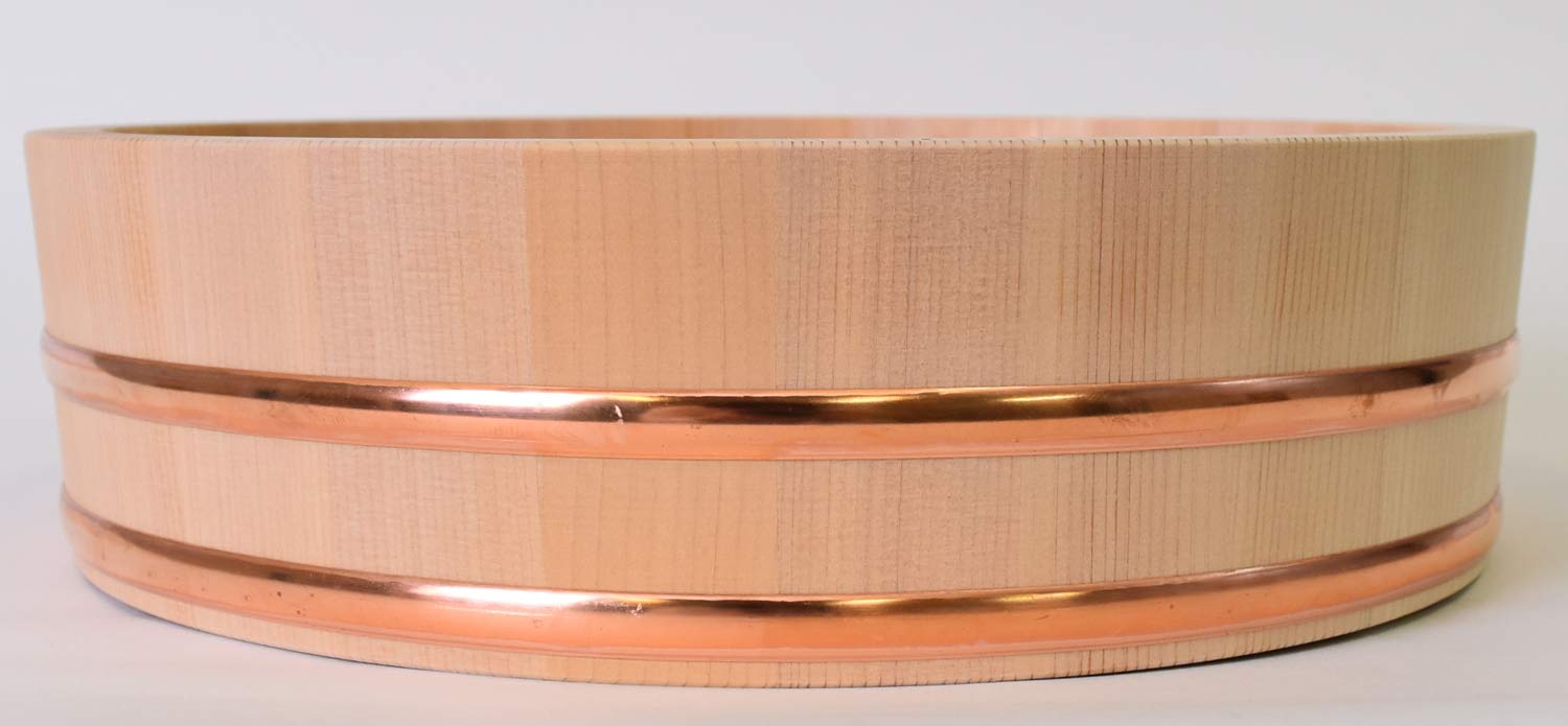 Premium Japanese Sawara Wood Sushi Rice Stand - 13 Inch (33cm) Traditional Ohitsu for 5 Pairs of Sushi - Perfect for Home Kitchens, Sushi Restaurants & Japanese Tea Ceremonies