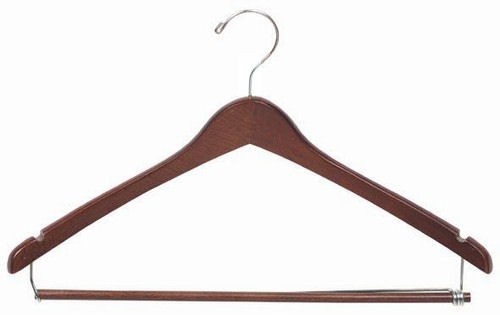 Premium Contoured Wooden Coat Hanger with Locking Bar - Space-Saving Closet Organizer for Jackets, Suits & Dresses - Ideal for Home, Office & Boutique Storage